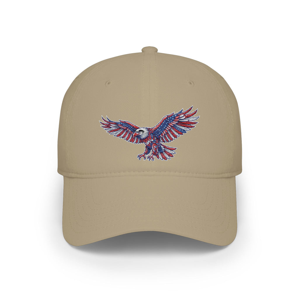 Patriotic Eagle Baseball Cap — American Flag Embroidered Red Low-Profile Hat