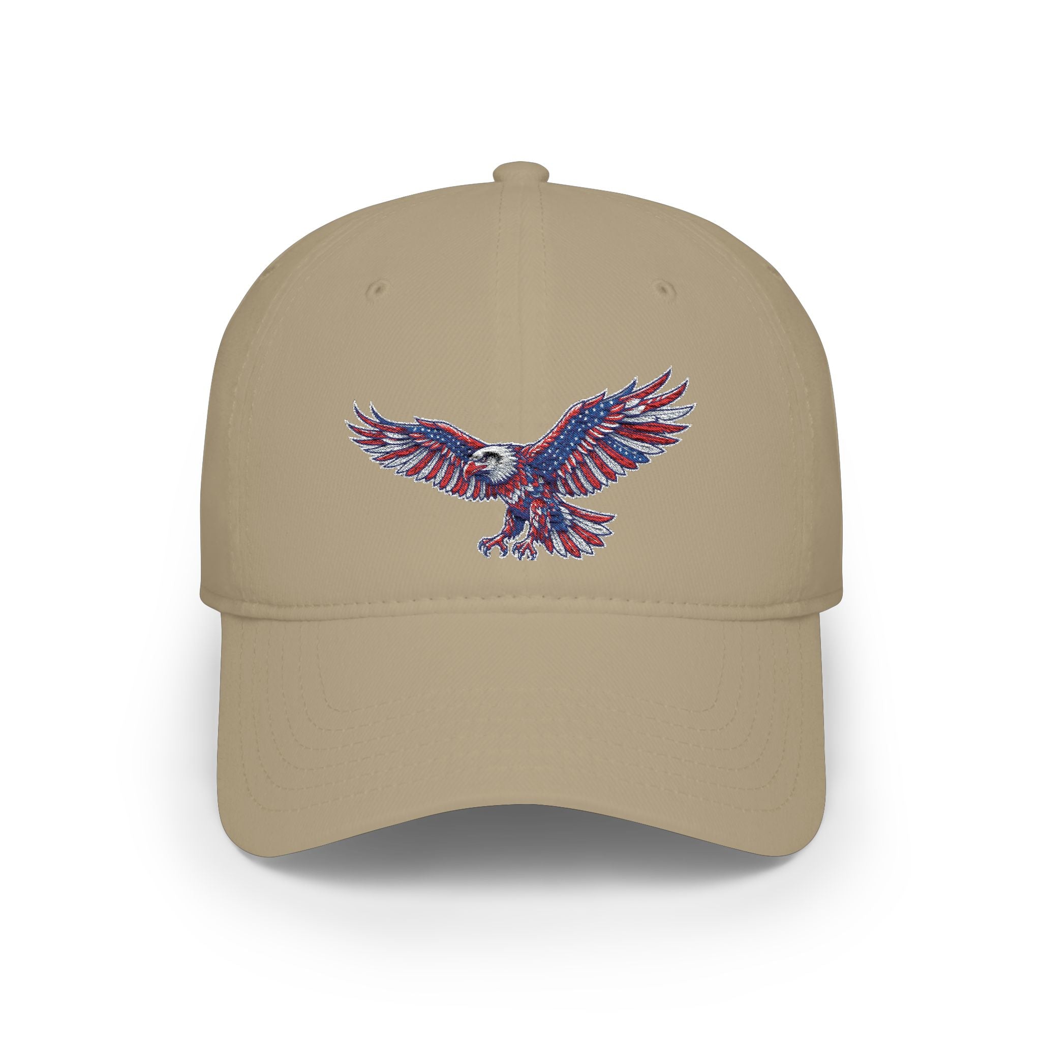 Patriotic Eagle Baseball Cap — American Flag Embroidered Red Low-Profile Hat