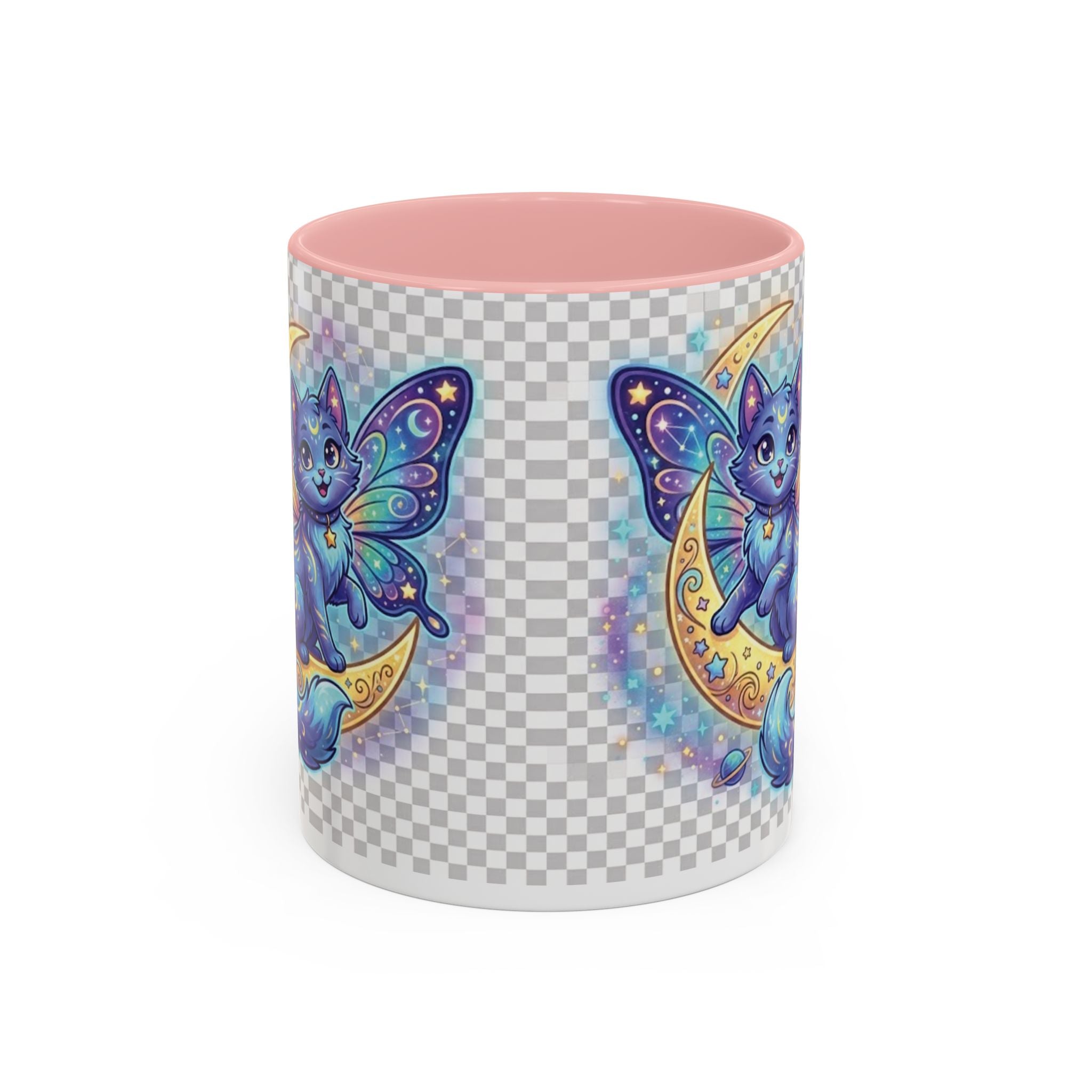 Magic Moon Cat Accent Mug — Cute Fantasy Butterfly Kitty Coffee Cup (11/15oz)