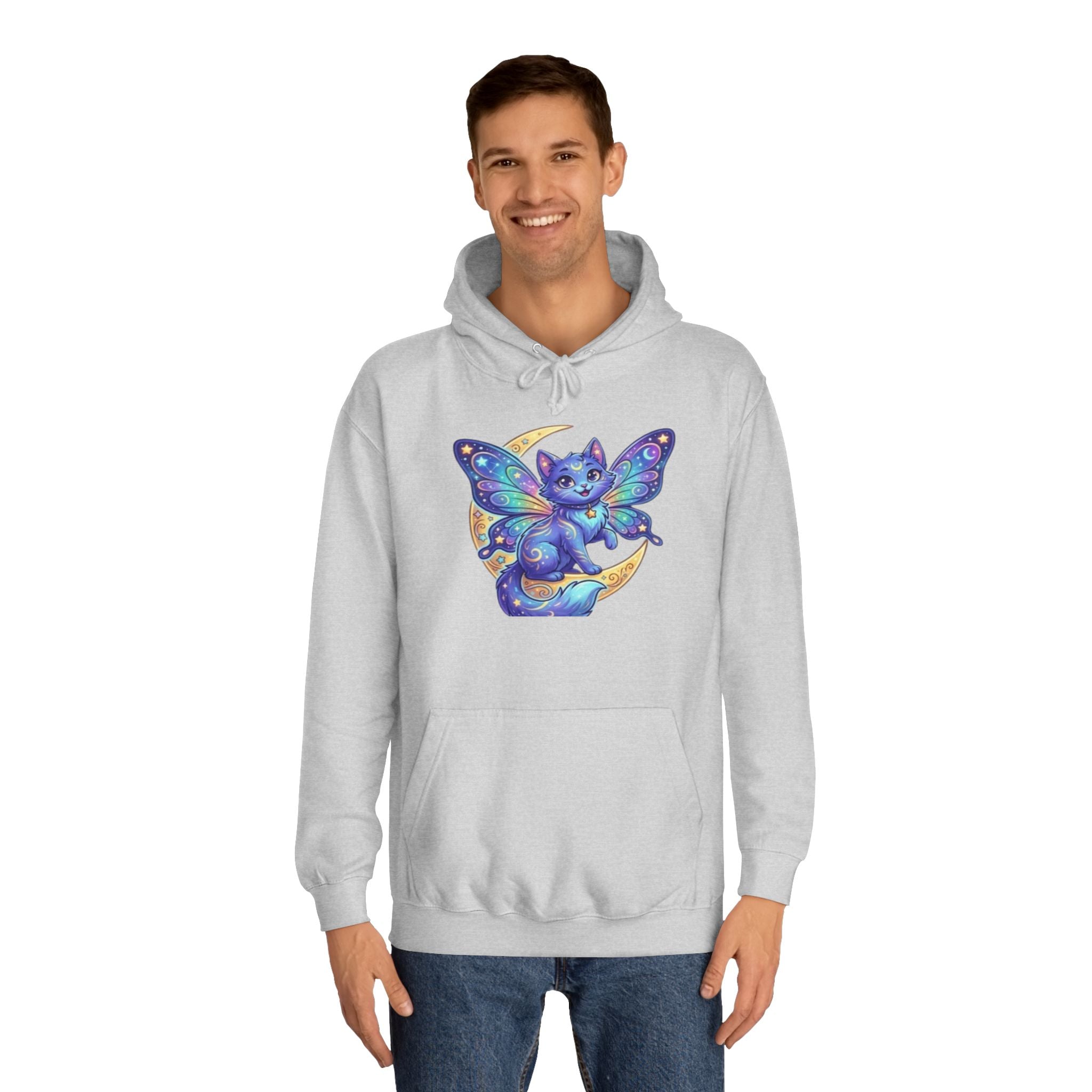 Butterfly Cat Hoodie — Cosmic Purple Kitty Graphic Pullover