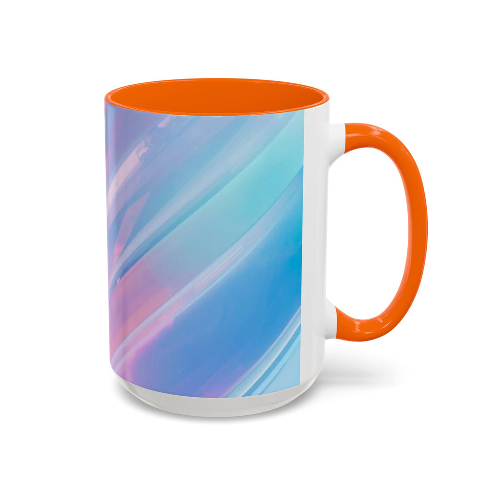 Pastel Swirl Accent Coffee Mug — Iridescent Pink & Blue 11/15oz