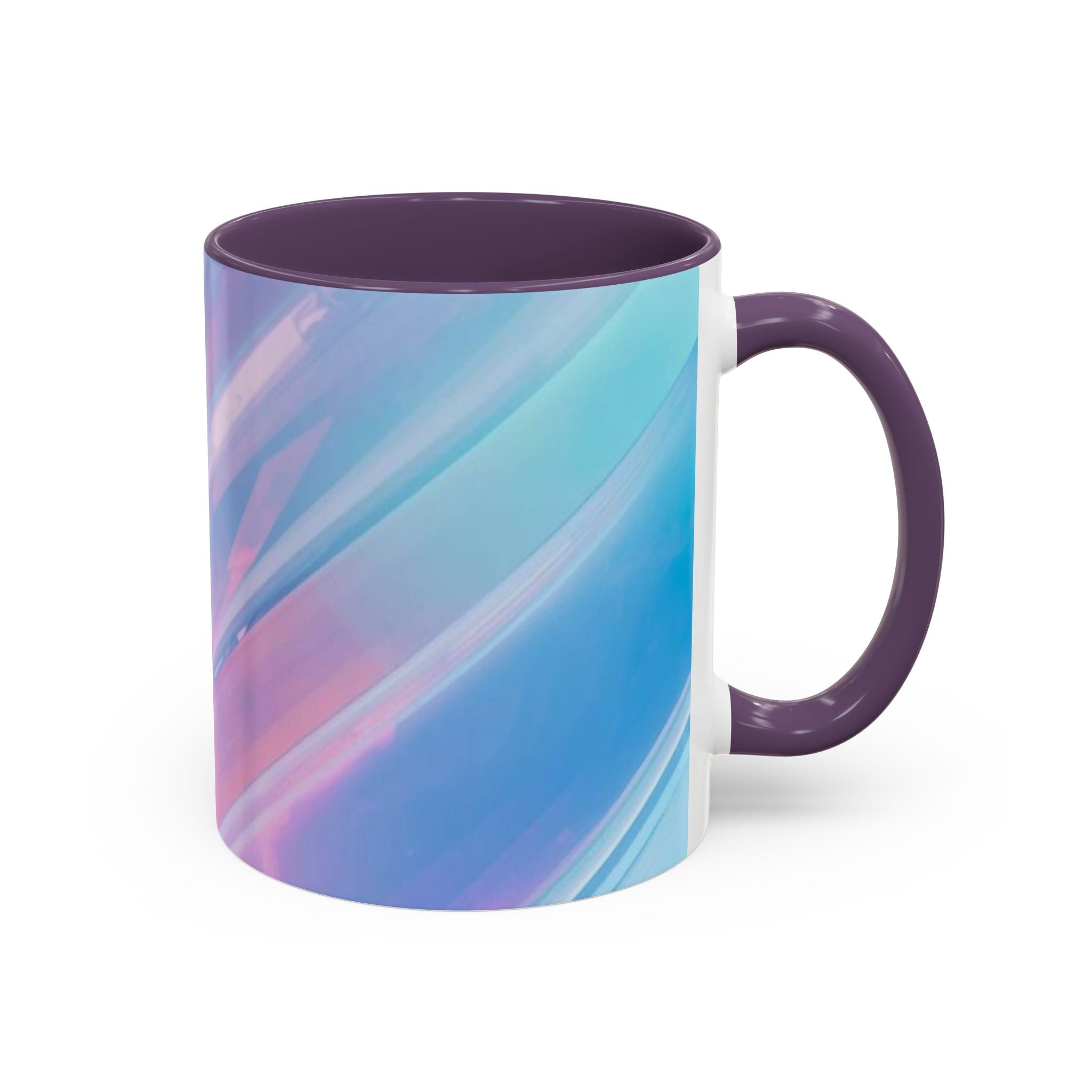 Pastel Swirl Accent Coffee Mug — Iridescent Pink & Blue 11/15oz