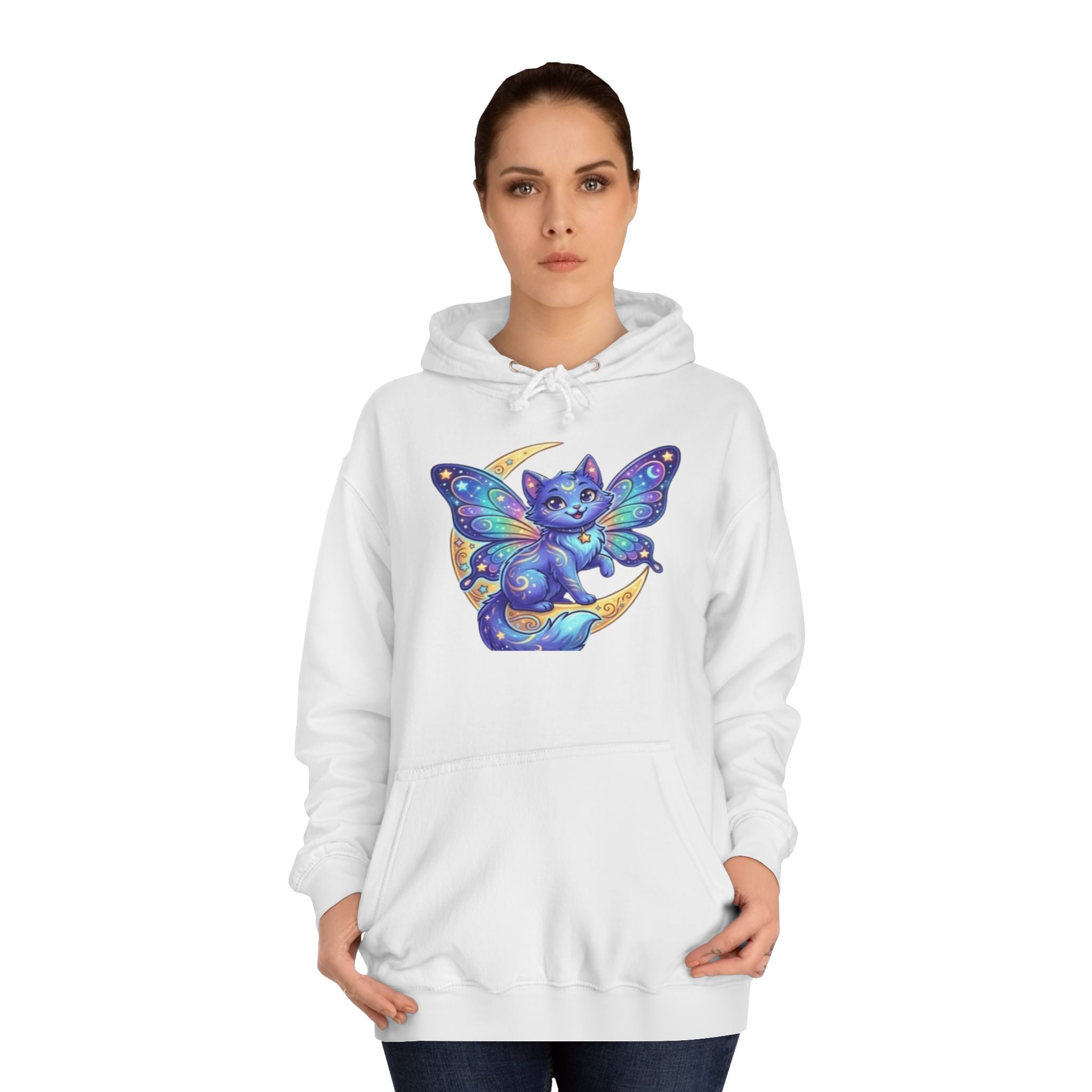Butterfly Cat Hoodie — Cosmic Purple Kitty Graphic Pullover