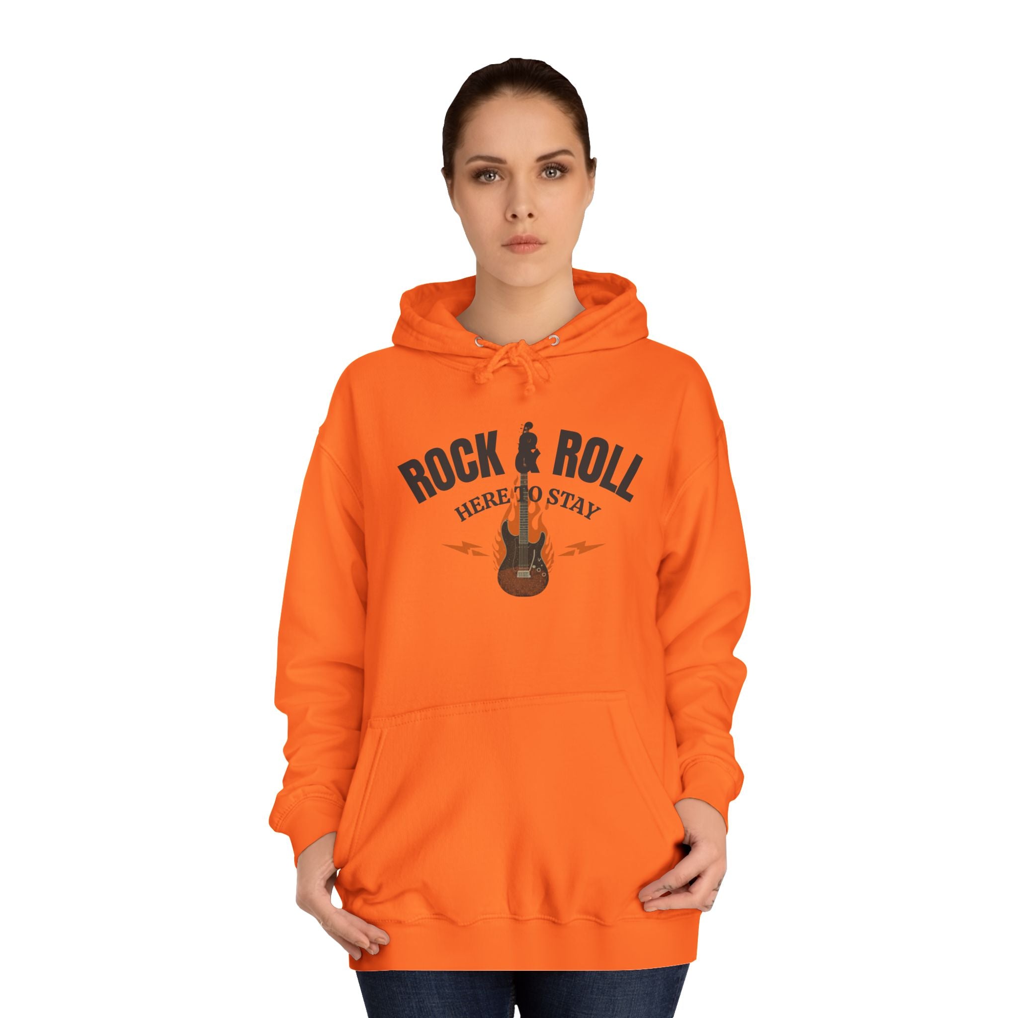 Rock & Roll Flame Guitar Hoodie — Vintage Music College Sweatshirt