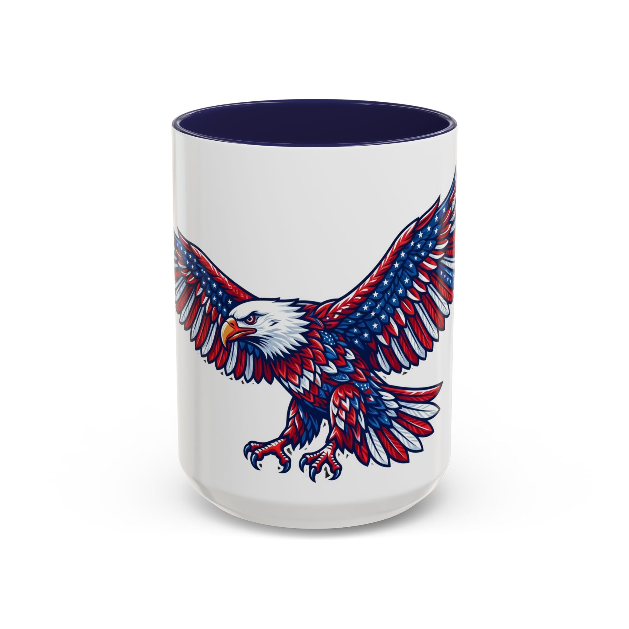 Patriotic Eagle Accent Coffee Mug — Red White & Blue Flying Eagle (11/15oz)