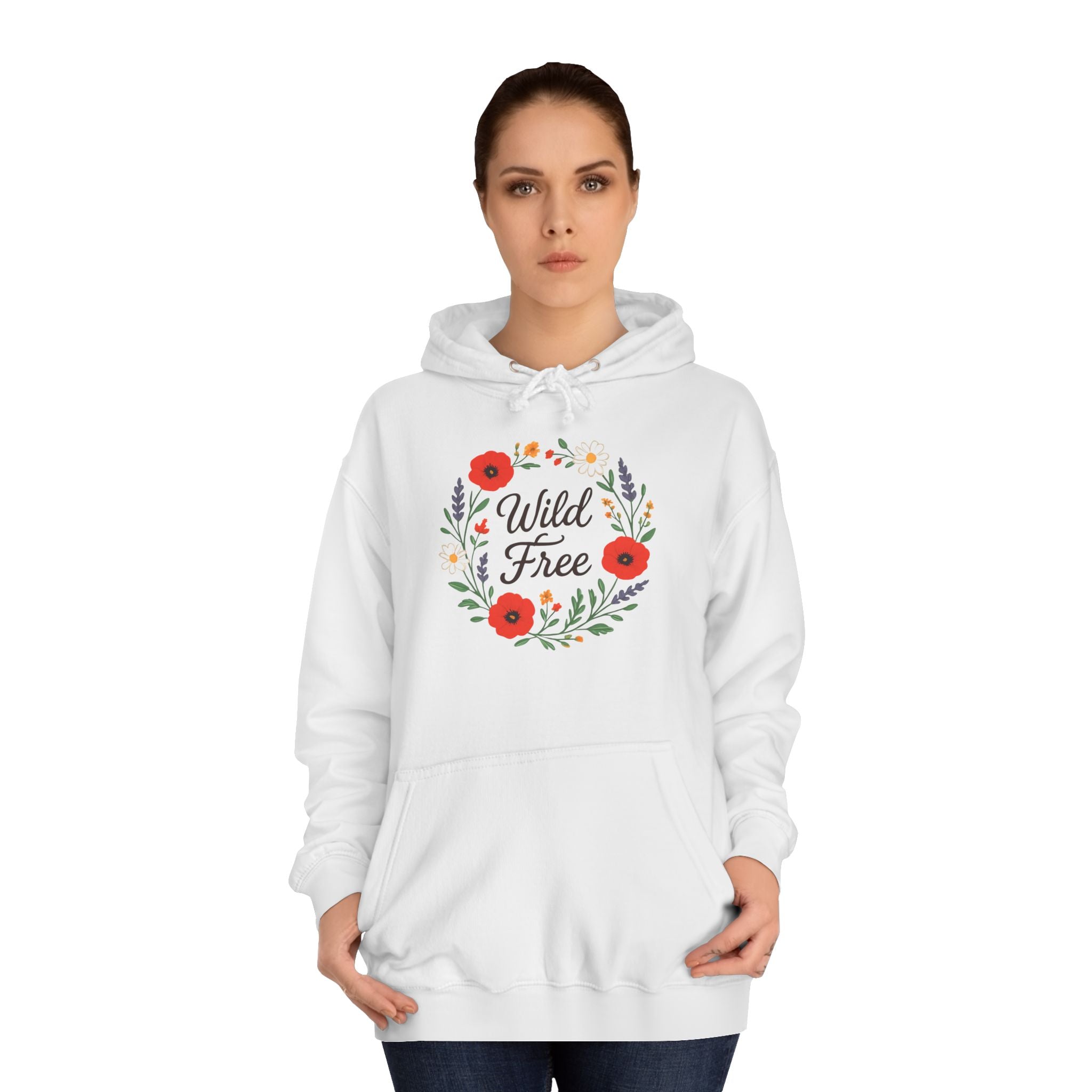 Wild & Free Floral Hoodie — Women's Boho Inspirational Sweatshirt