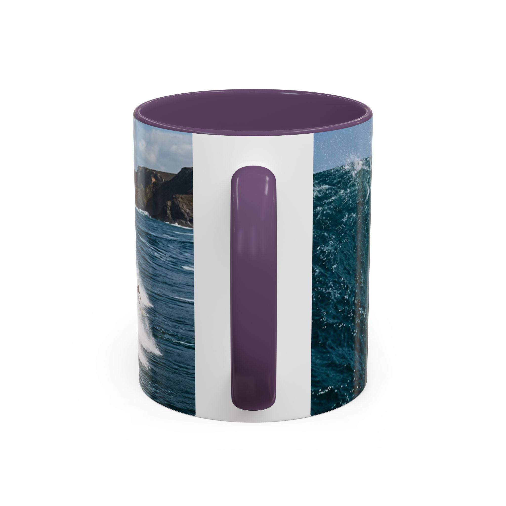Surfing Wave Accent Coffee Mug — Ocean Beach Surfboard Photo 11/15oz