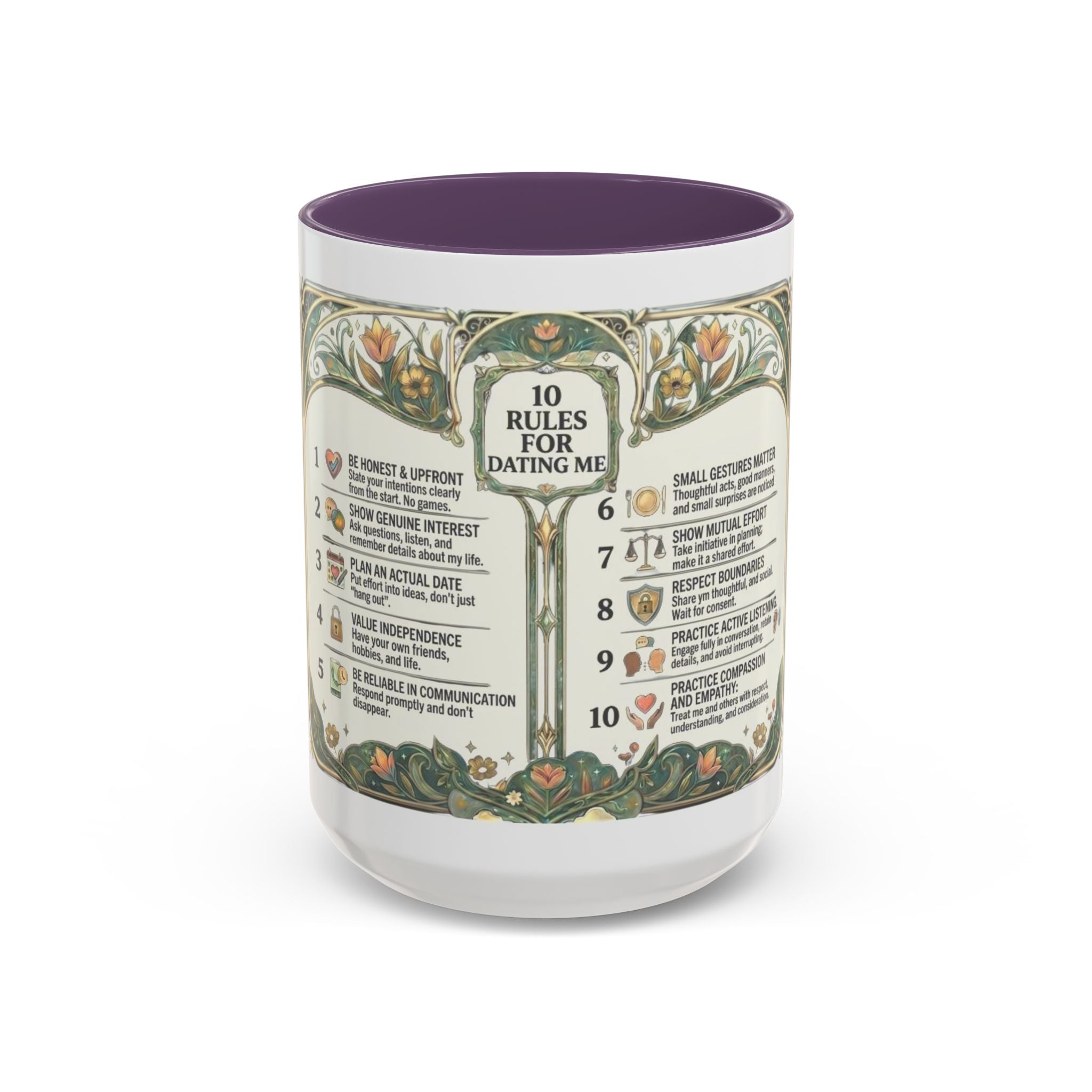 Accent Mug — '10 Rules for Dating Me' Decorative Coffee Cup