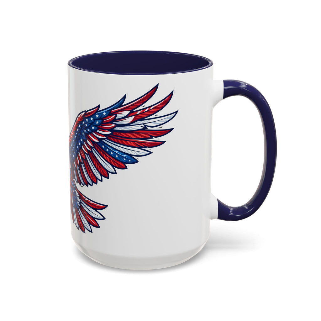 Patriotic Eagle Accent Coffee Mug — Red White & Blue Flying Eagle (11/15oz)