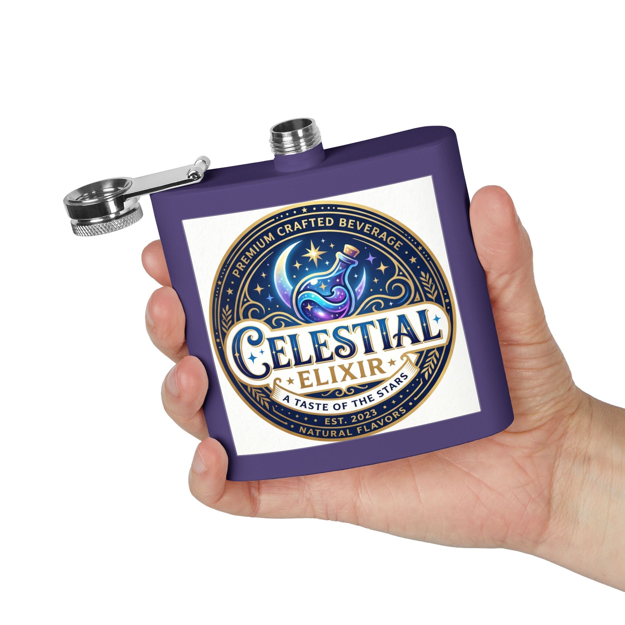 Flask — Celestial Elixir Stainless Steel 6oz Hip Flask