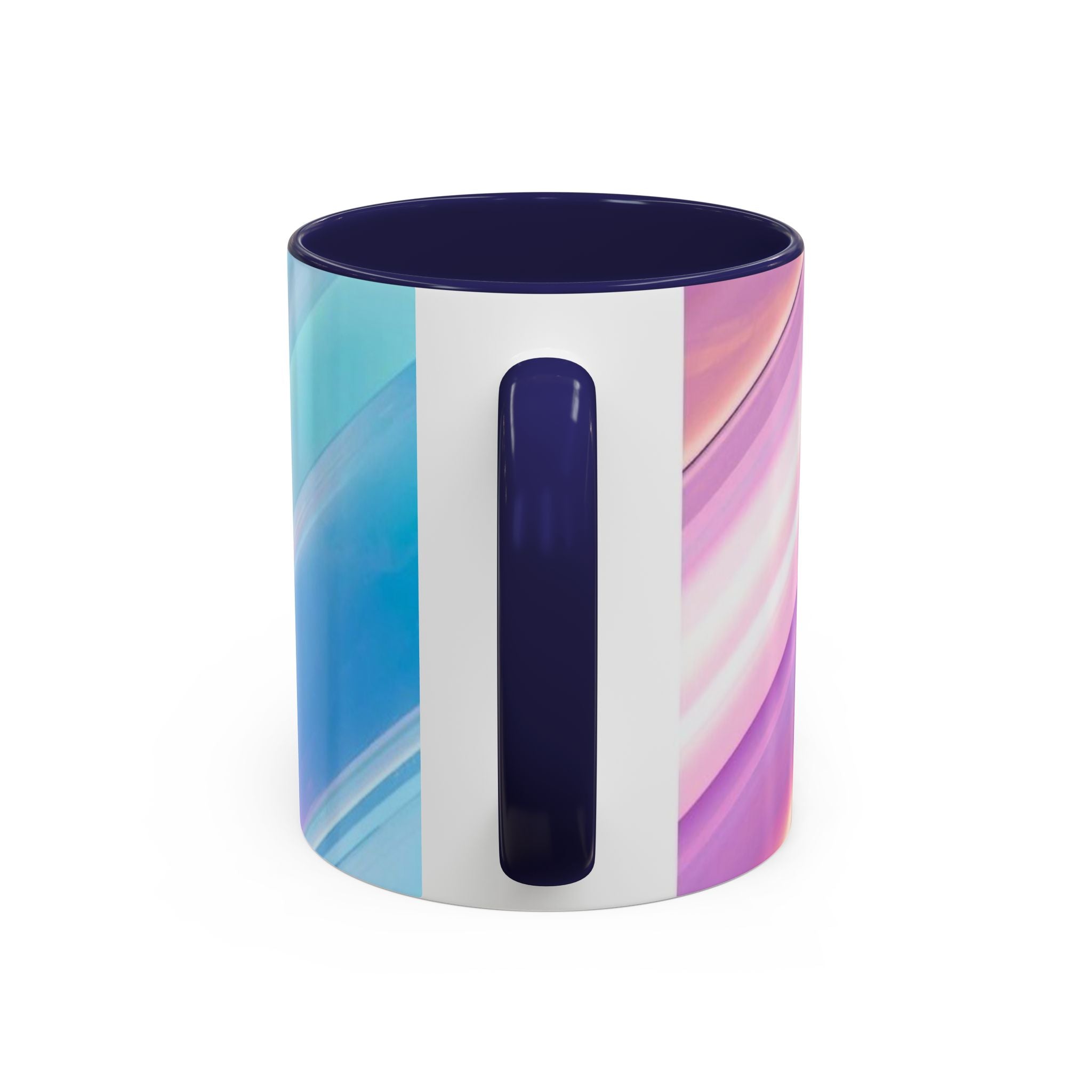 Pastel Swirl Accent Coffee Mug — Iridescent Pink & Blue 11/15oz