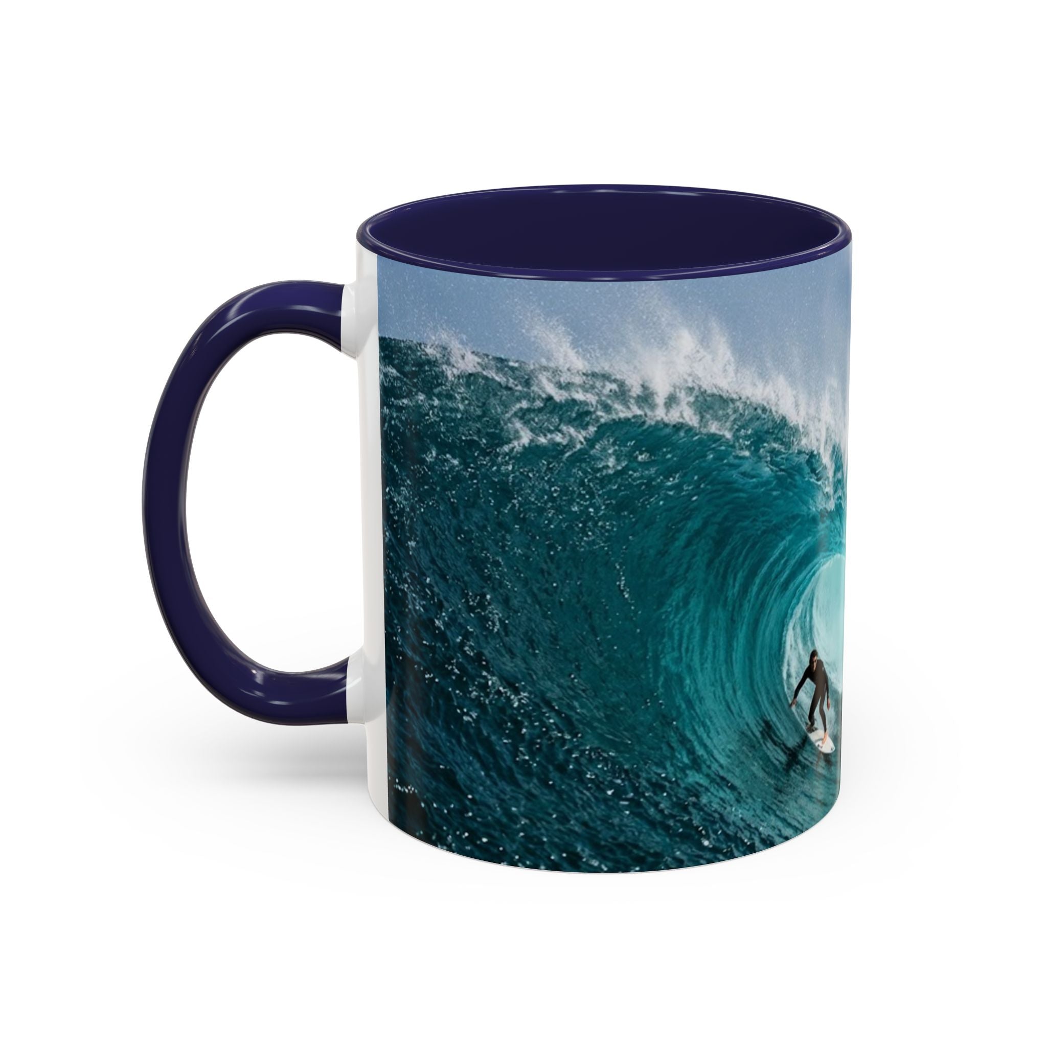 Surfing Wave Accent Coffee Mug — Ocean Beach Surfboard Photo 11/15oz
