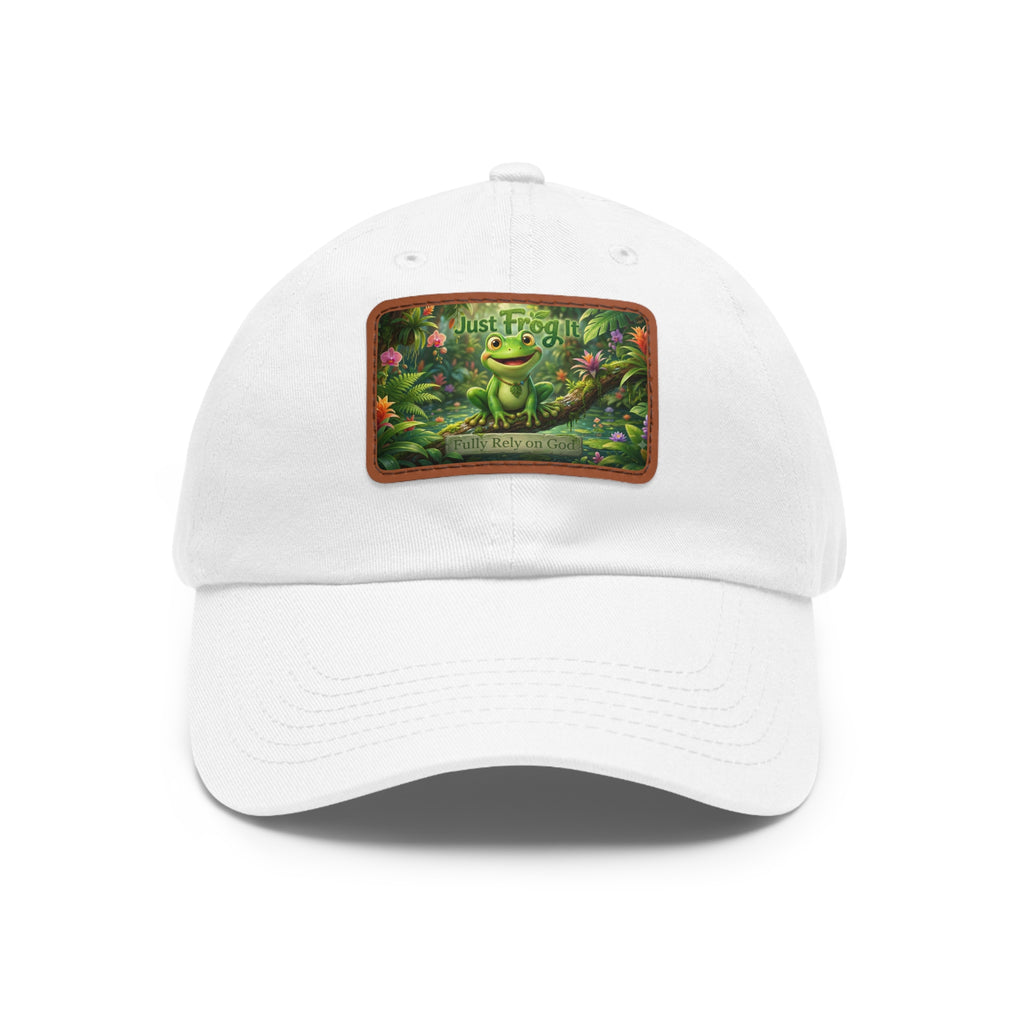 Frog Patch Dad Hat — 'Just Frog It' Leather Patch Baseball Cap