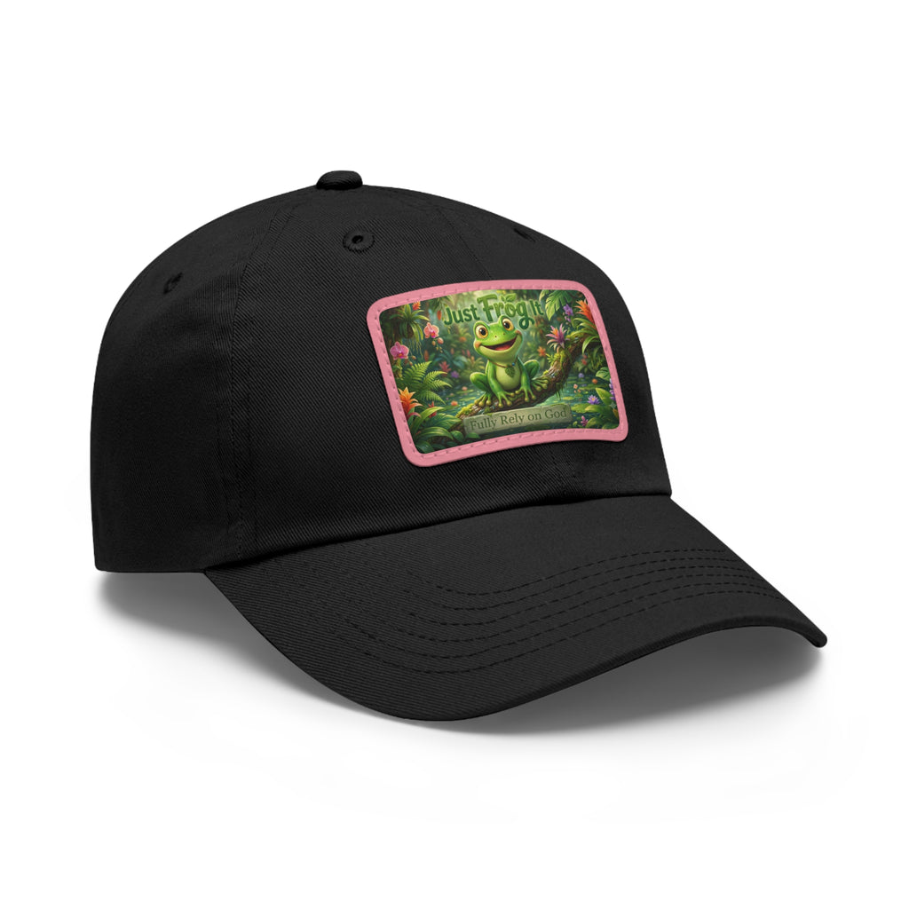 Frog Patch Dad Hat — 'Just Frog It' Leather Patch Baseball Cap