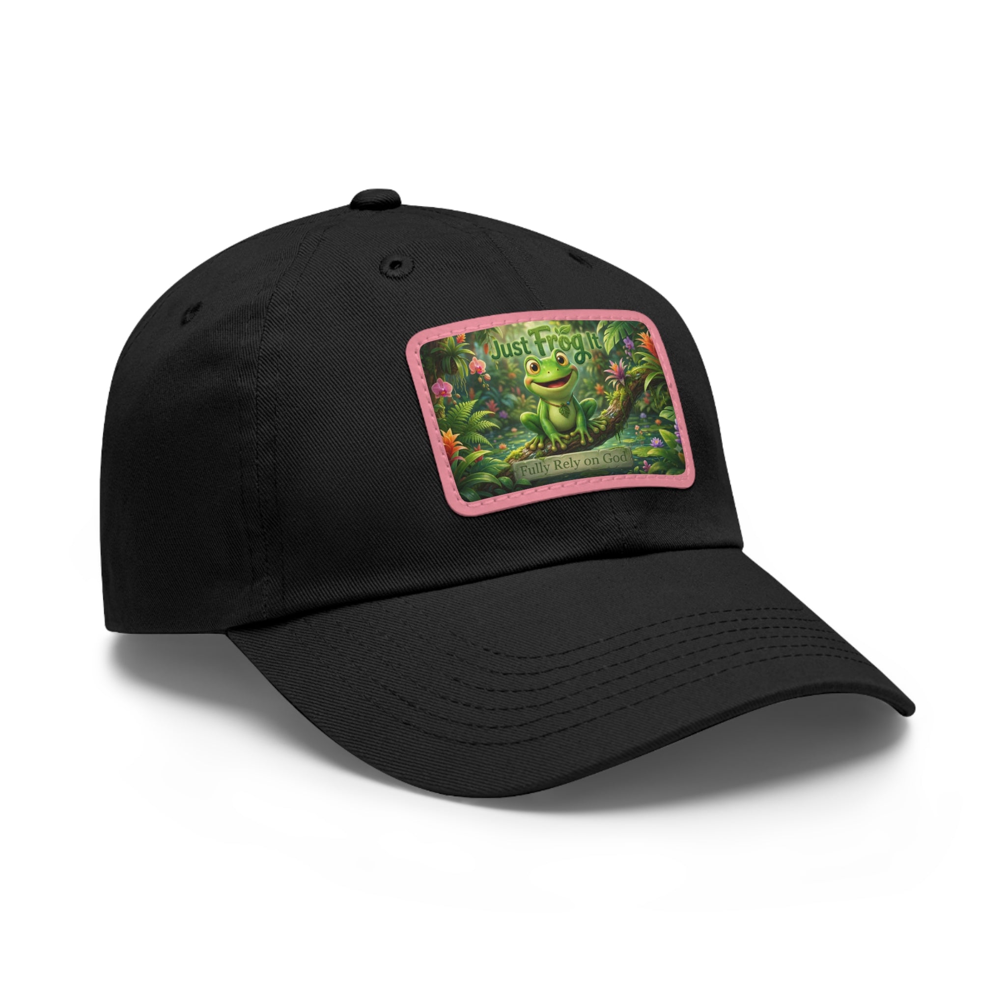 Frog Patch Dad Hat — 'Just Frog It' Leather Patch Baseball Cap