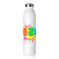 Slim Water Bottle — Colorful Paint Splash Design (Vibrant Water)