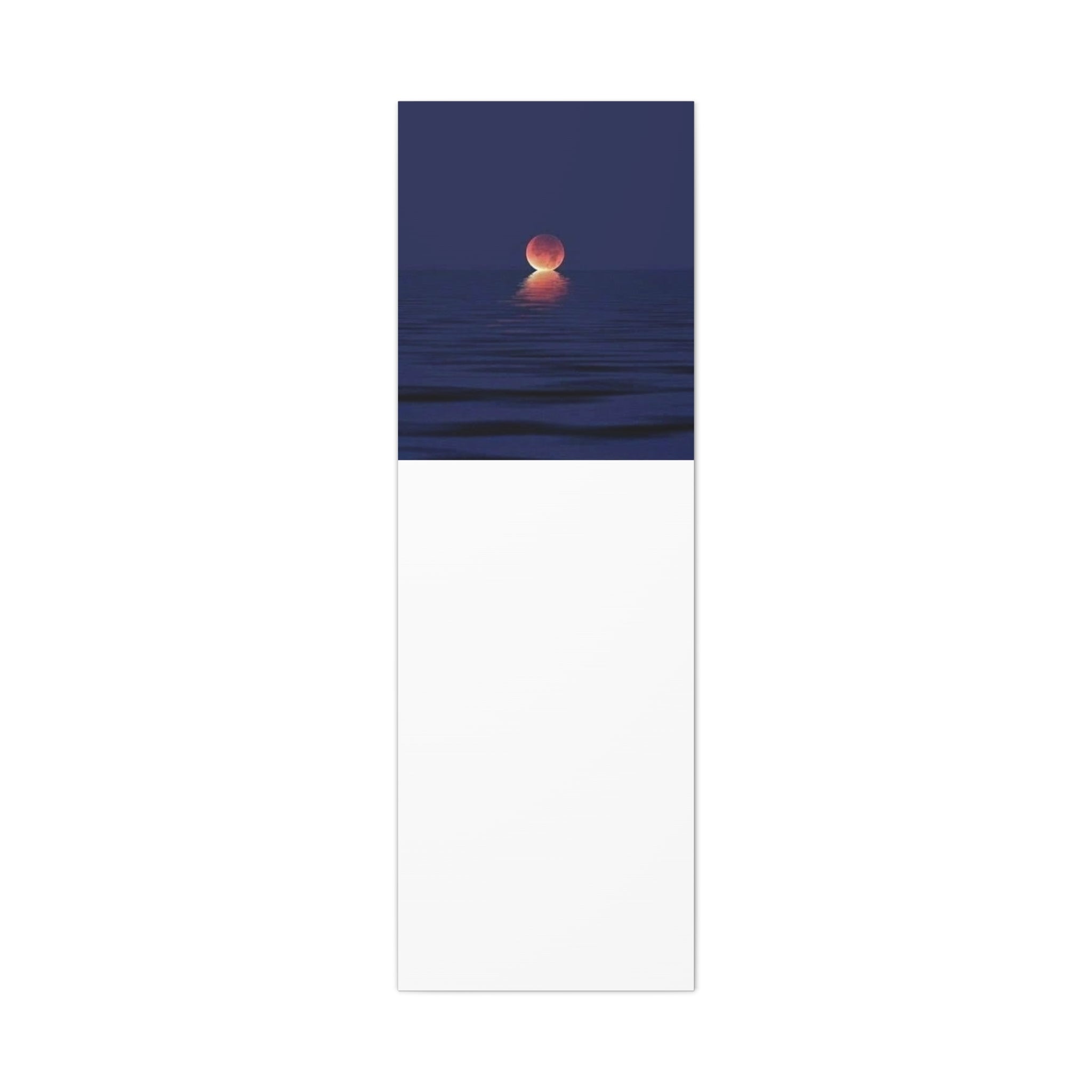 Lunar Reflection Canvas Art — Moonrise Over Calm Sea Stretched Matte Wall Art