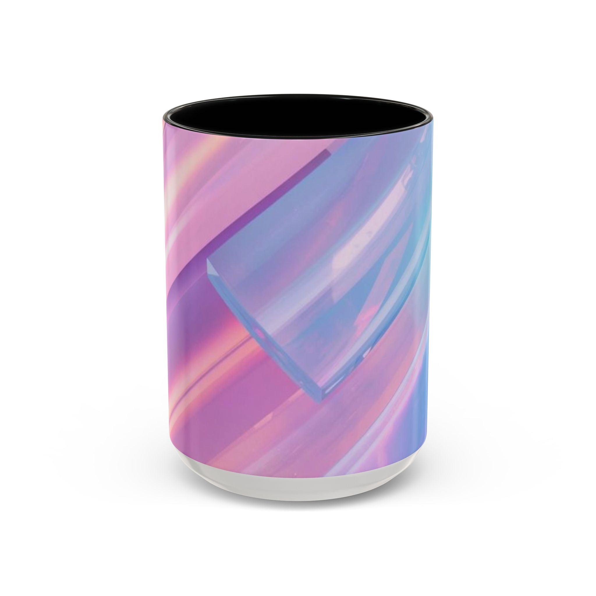 Pastel Swirl Accent Coffee Mug — Iridescent Pink & Blue 11/15oz