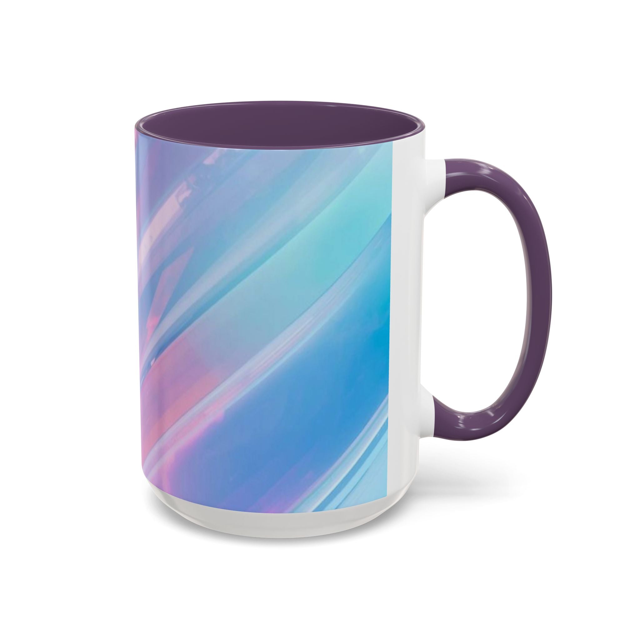 Pastel Swirl Accent Coffee Mug — Iridescent Pink & Blue 11/15oz