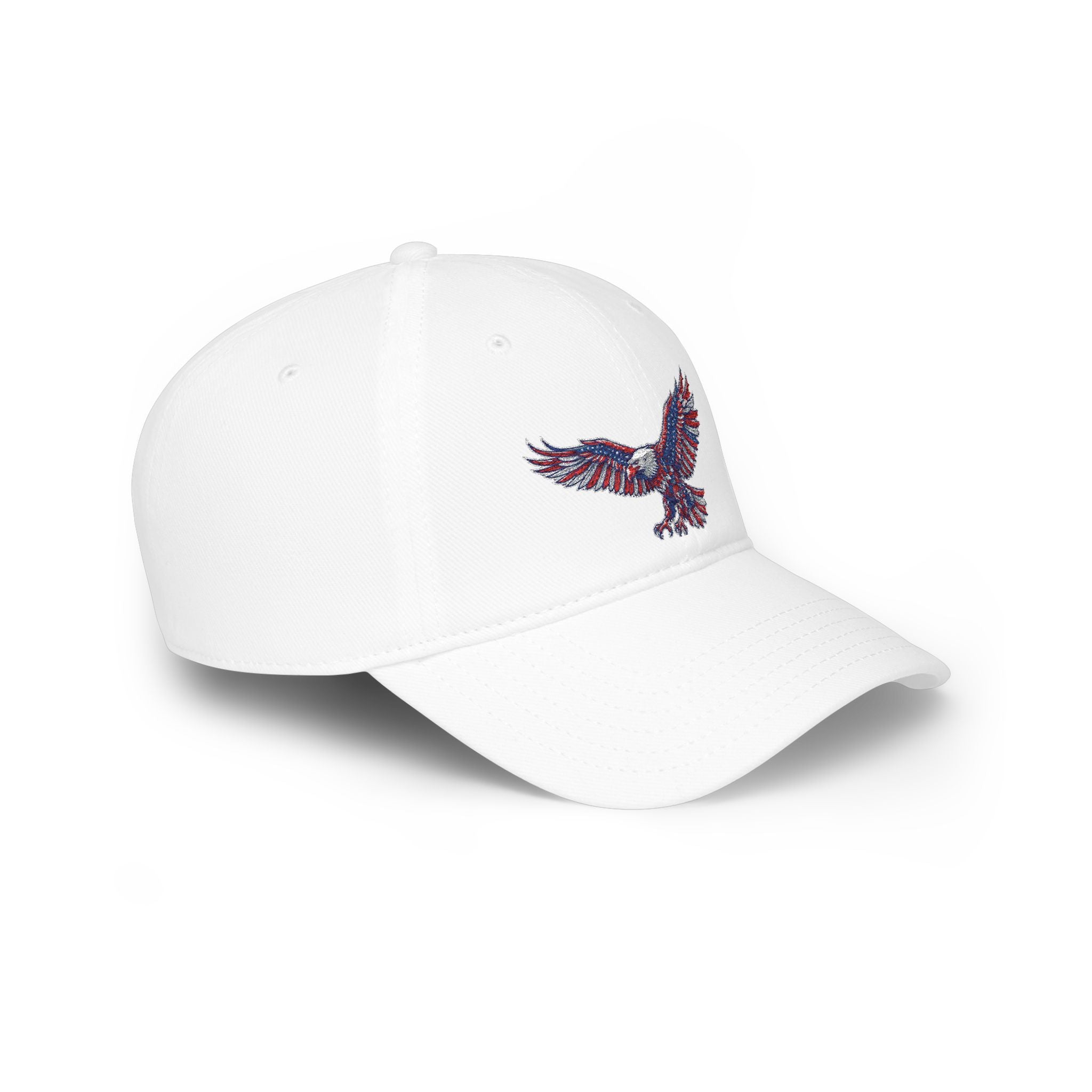 Patriotic Eagle Baseball Cap — American Flag Embroidered Red Low-Profile Hat