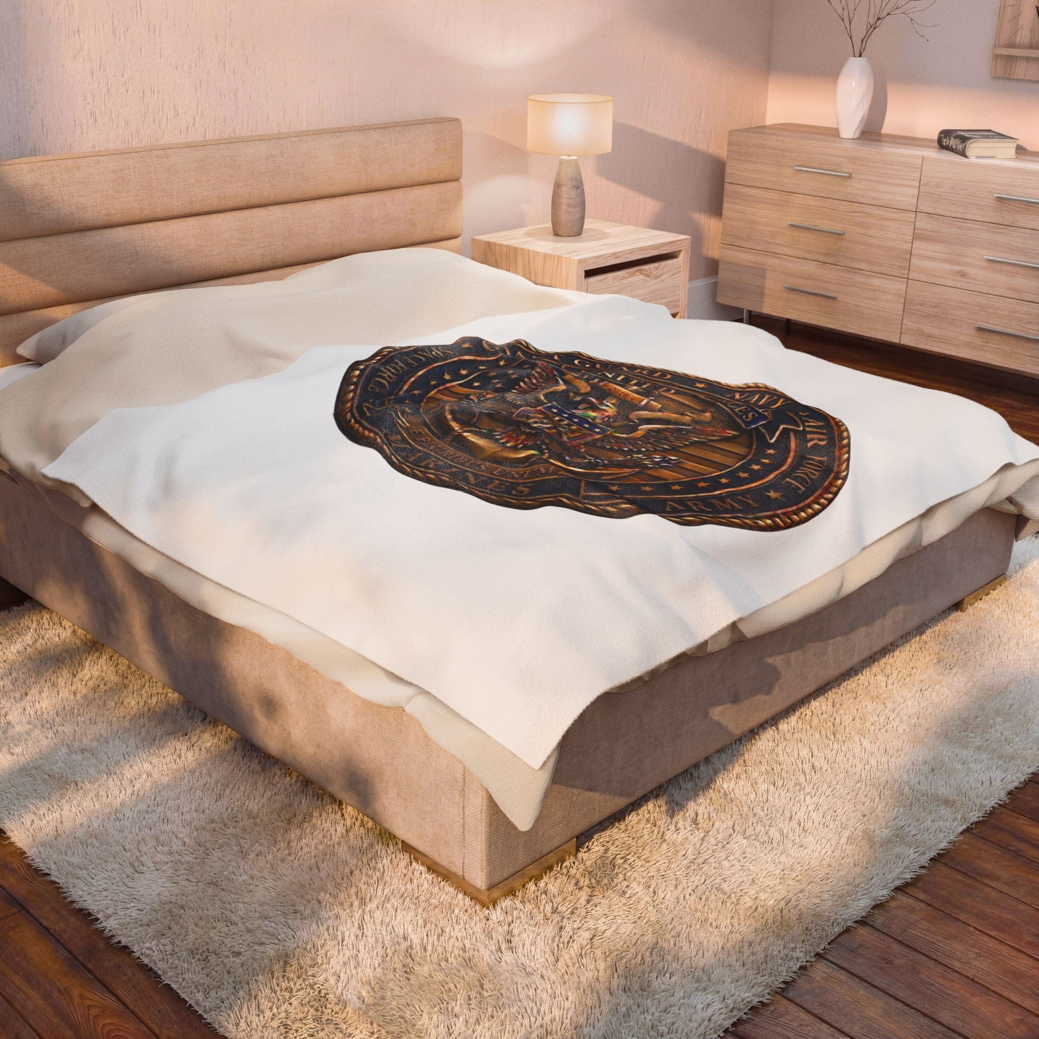 Military Emblem Velveteen Plush Blanket — United States Armed Forces Seal
