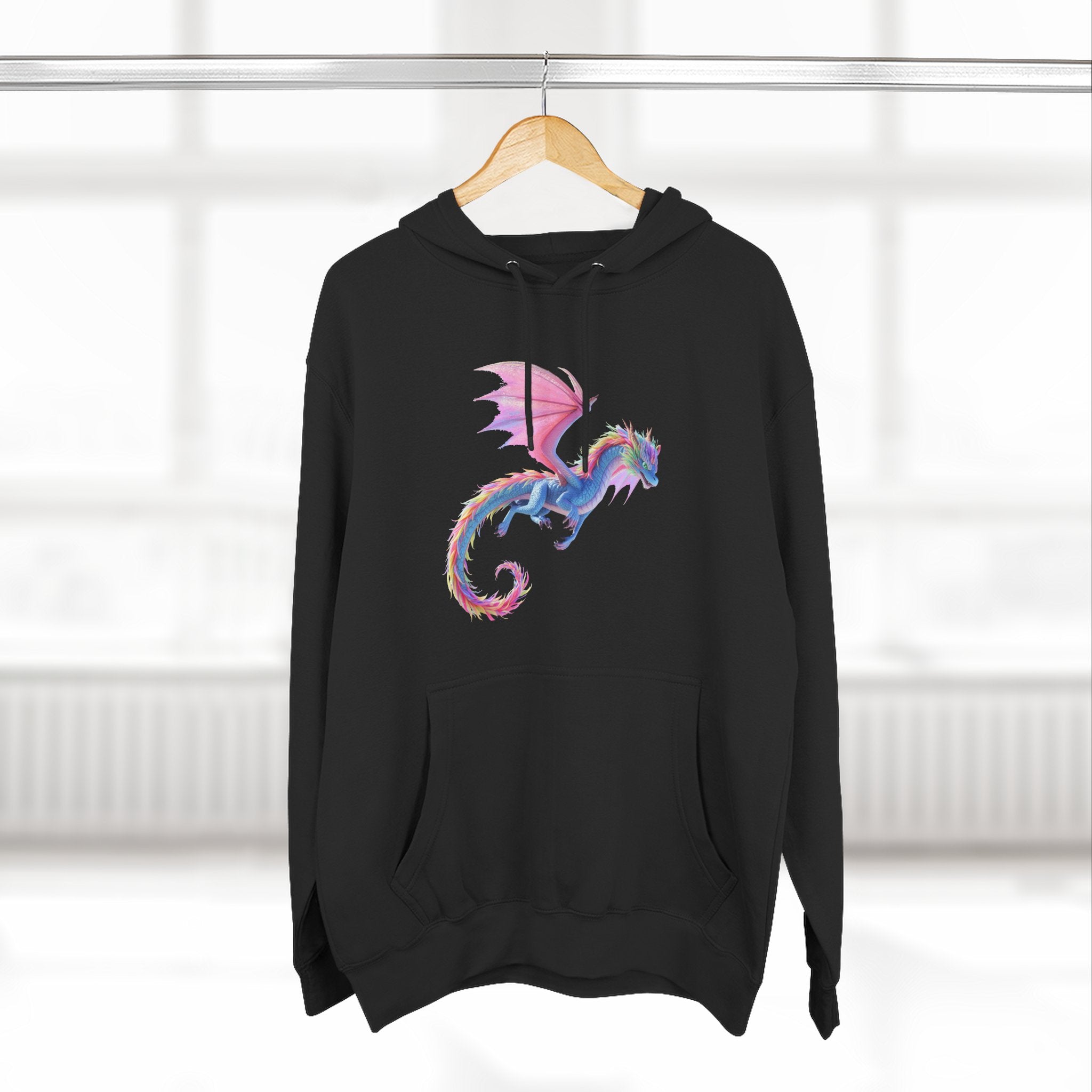 Dragon Watercolor Hoodie — Pastel Fantasy Flying Dragon Sweatshirt
