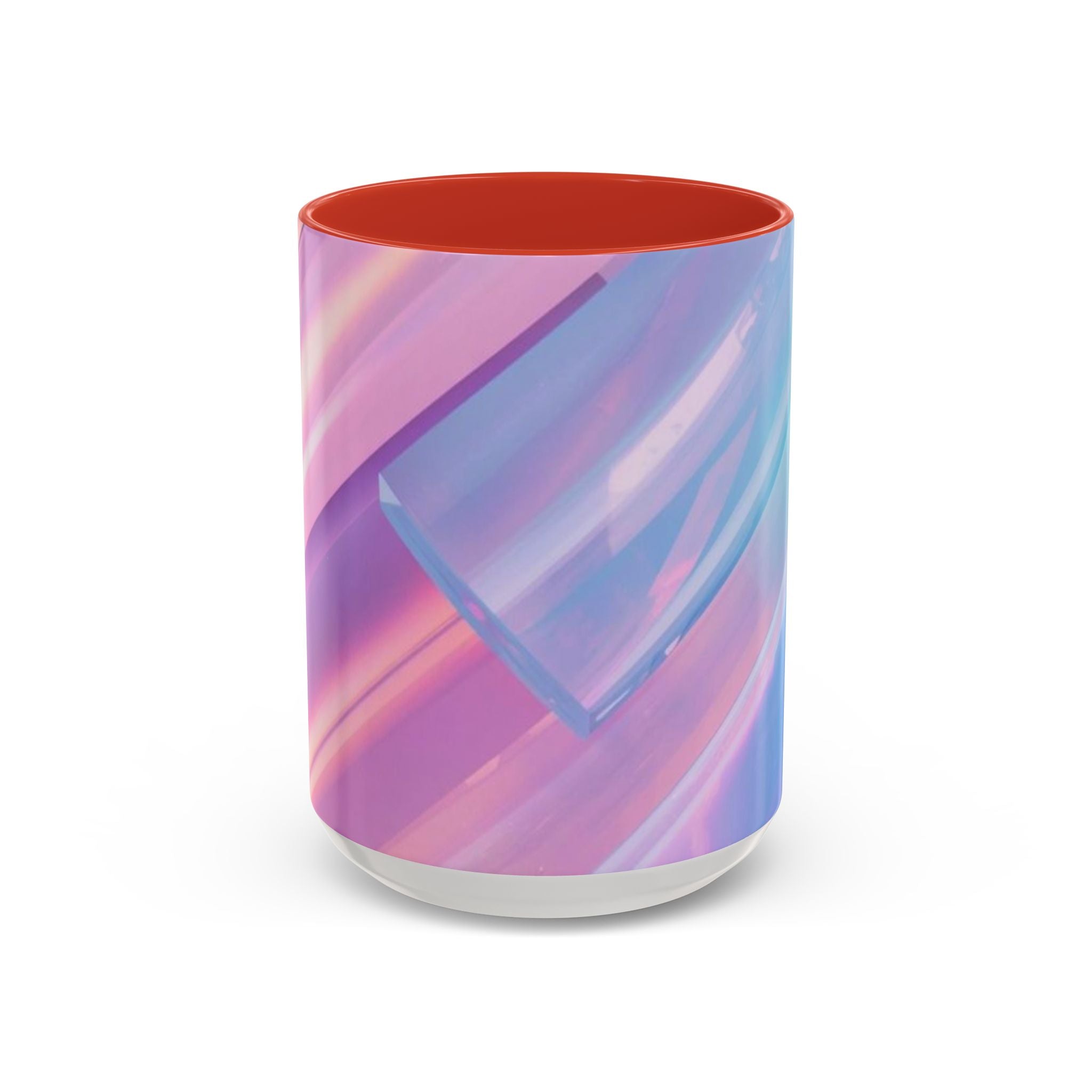 Pastel Swirl Accent Coffee Mug — Iridescent Pink & Blue 11/15oz