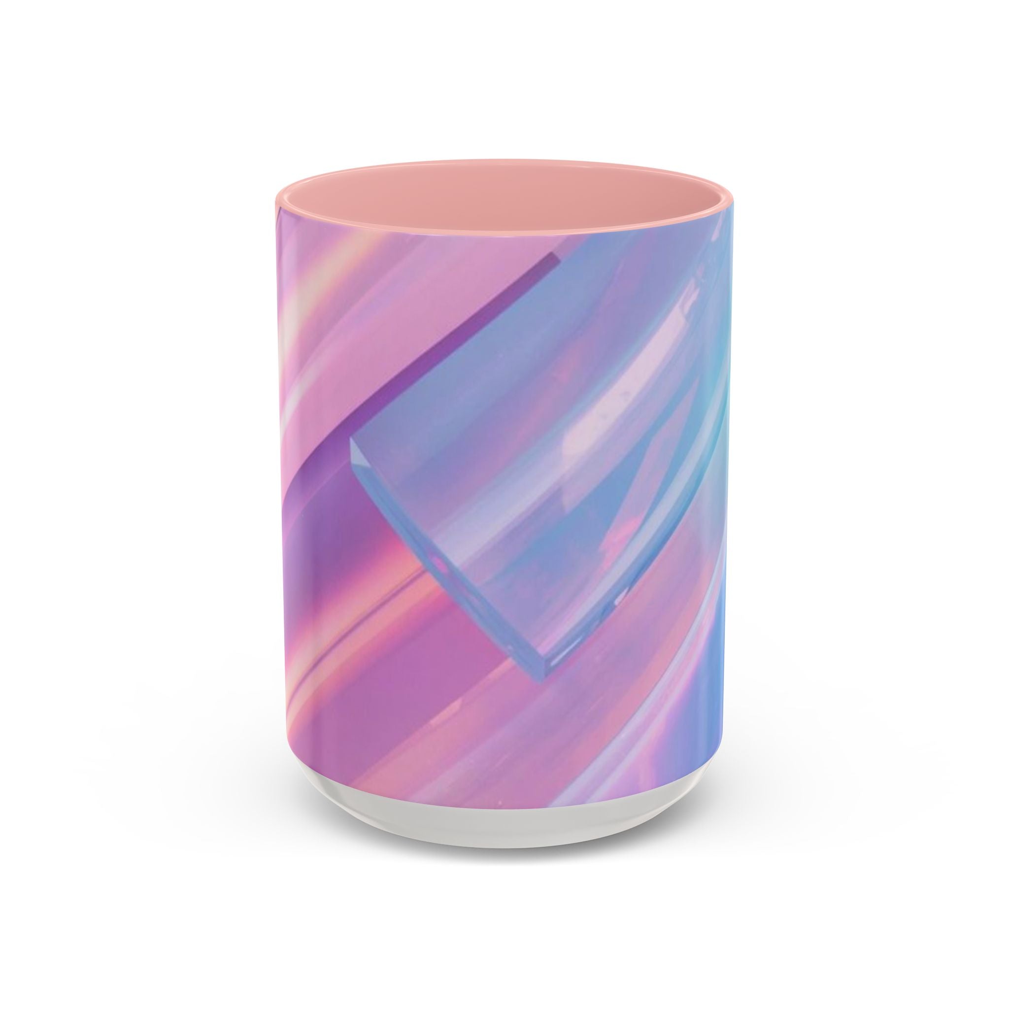 Pastel Swirl Accent Coffee Mug — Iridescent Pink & Blue 11/15oz