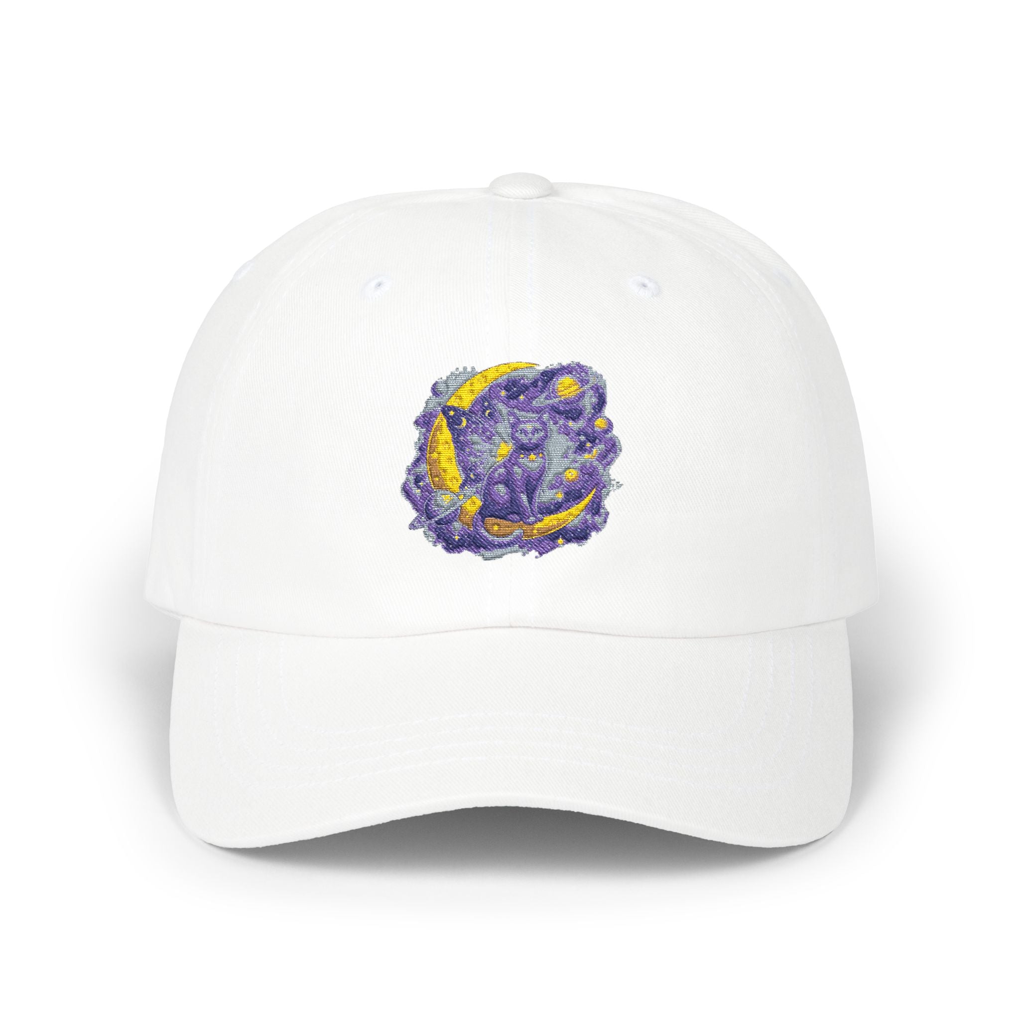 Dad Cap — Embroidered Purple & Gold Abstract Patch