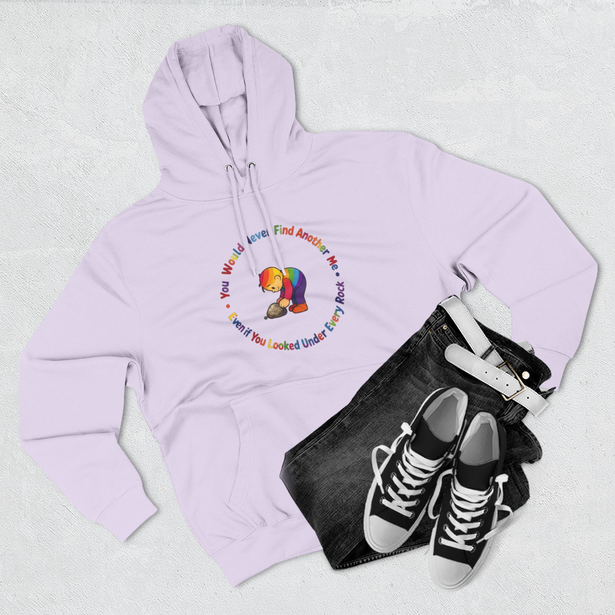 Rainbow Sloth Hoodie — “If You Wouldn’t Find Anyone, You’d Be Looked Under Every Rock” Cozy Graphic Pullover