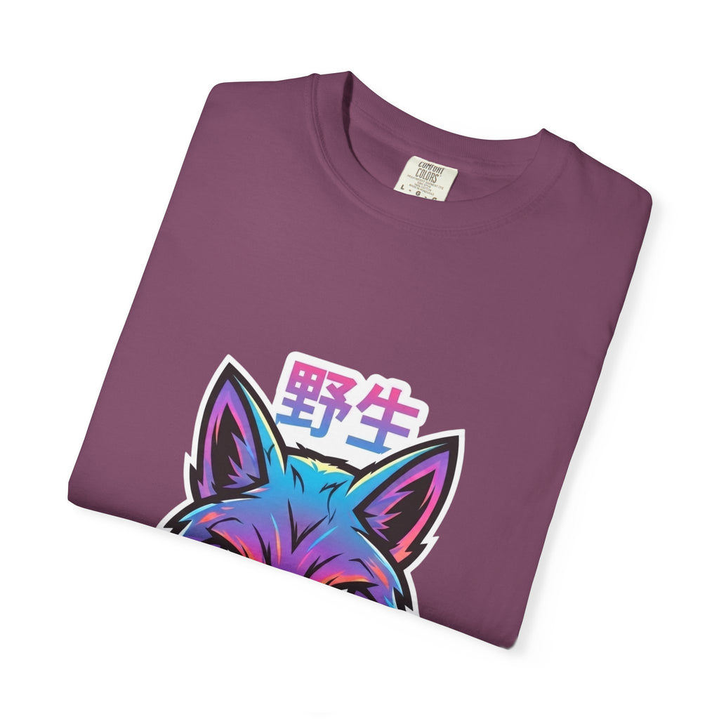 Neon Fox Graphic T-Shirt — Wild (野生) Japanese Kanji Tee