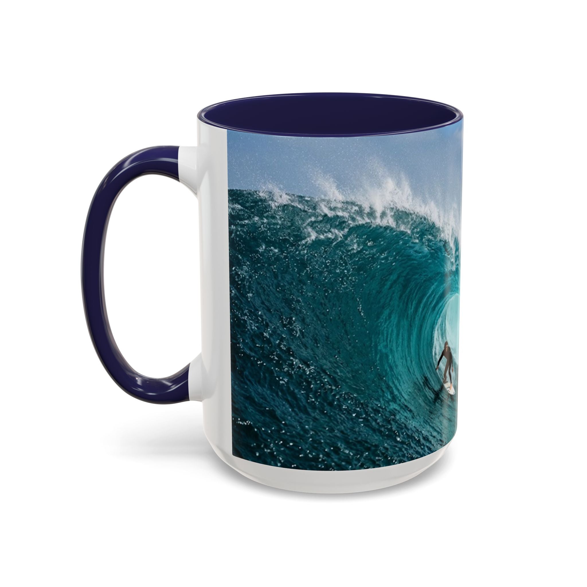 Surfing Wave Accent Coffee Mug — Ocean Beach Surfboard Photo 11/15oz