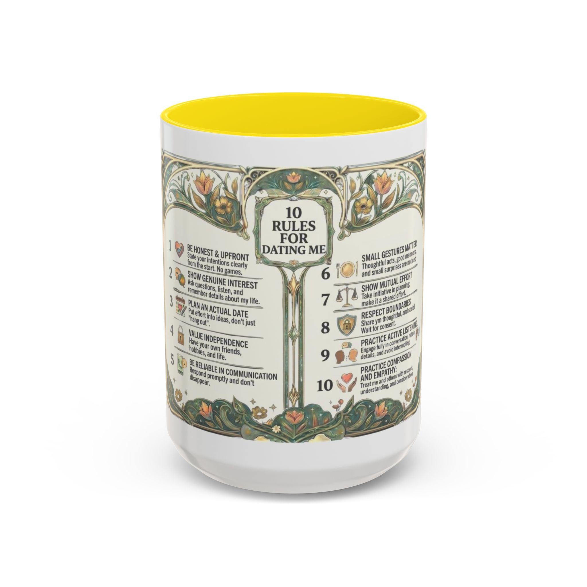 Accent Mug — '10 Rules for Dating Me' Decorative Coffee Cup