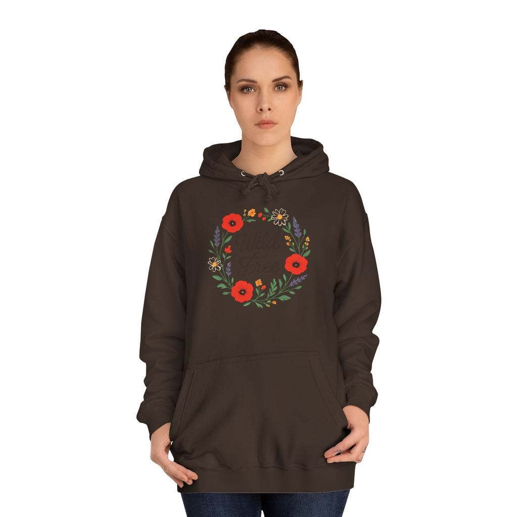 Wild & Free Floral Hoodie — Women's Boho Inspirational Sweatshirt