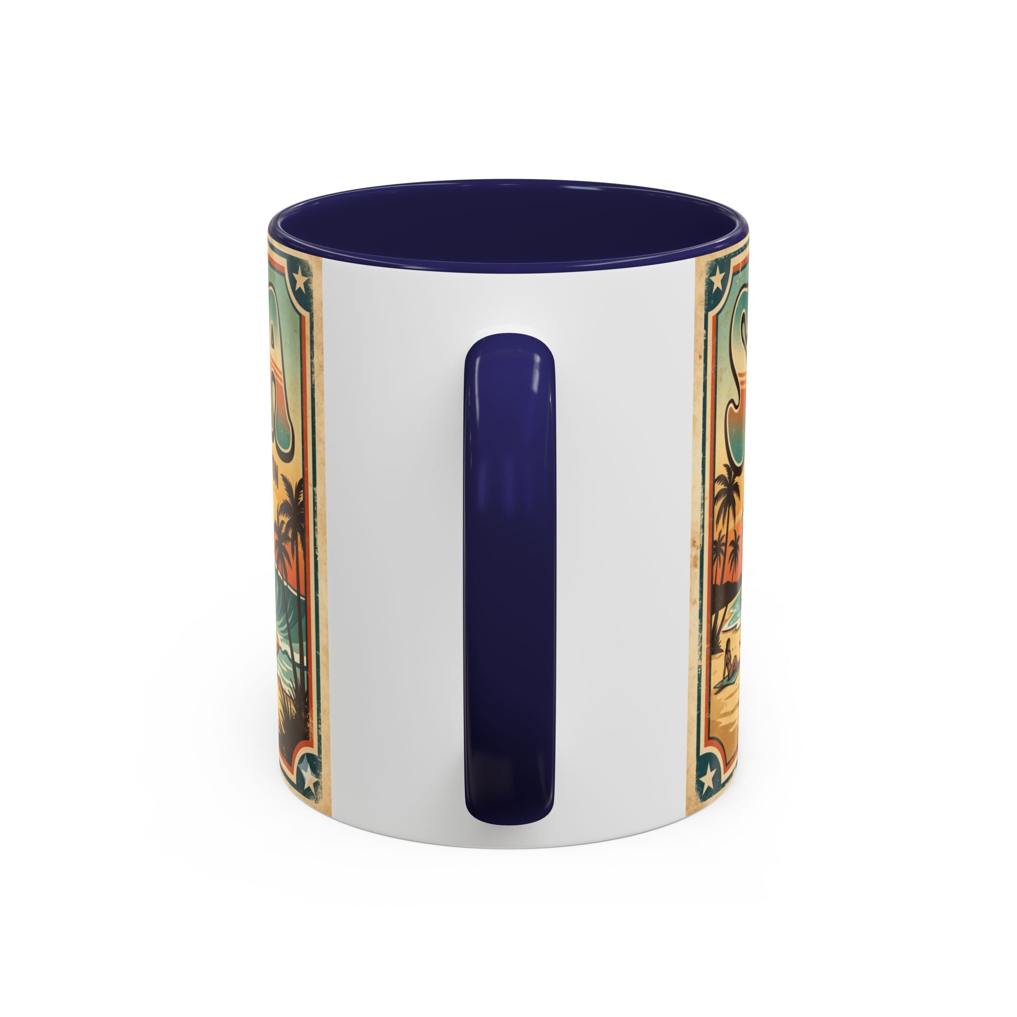 Surfing USA Coffee Mug — Retro Beach Vintage Surfboard Sunset Design