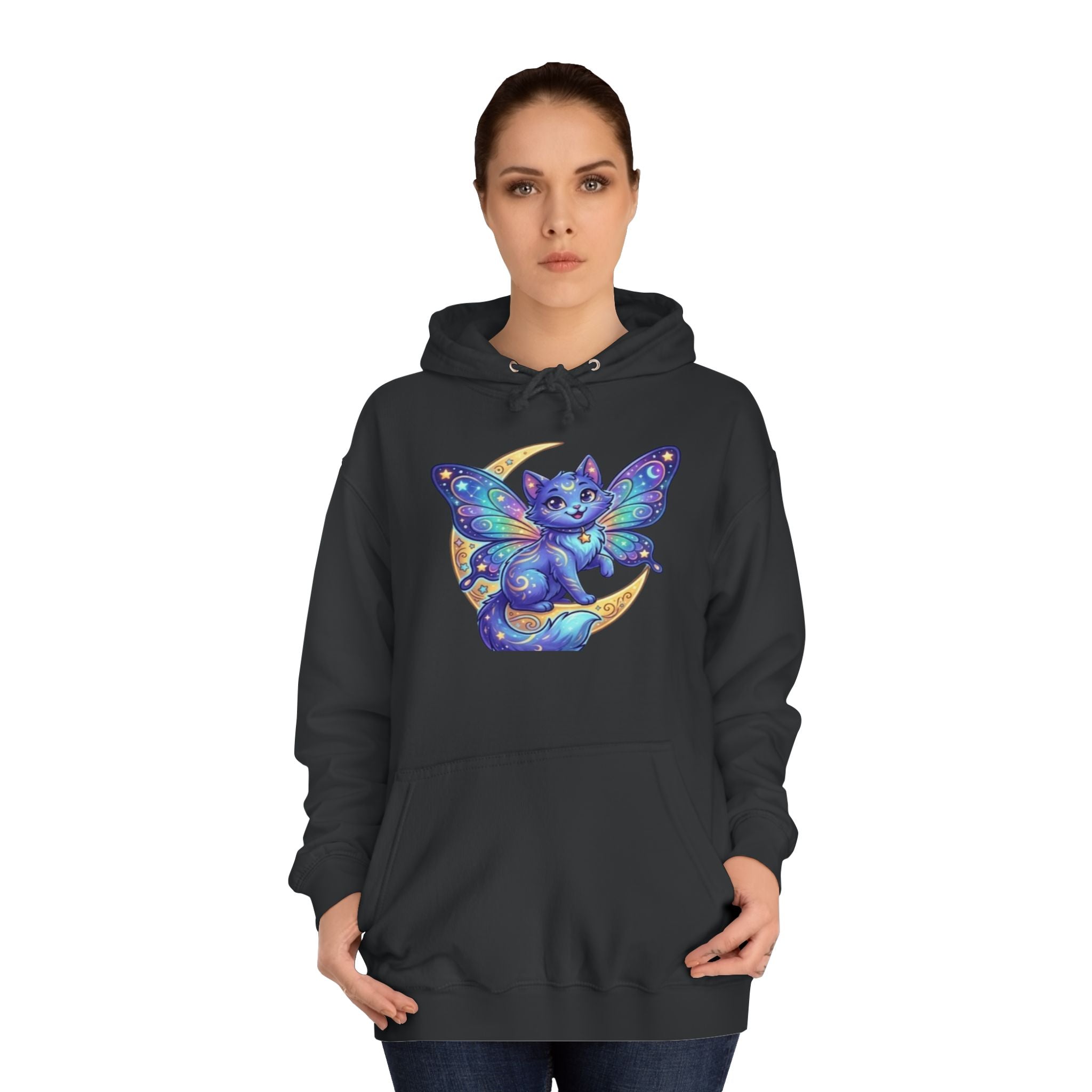 Butterfly Cat Hoodie — Cosmic Purple Kitty Graphic Pullover