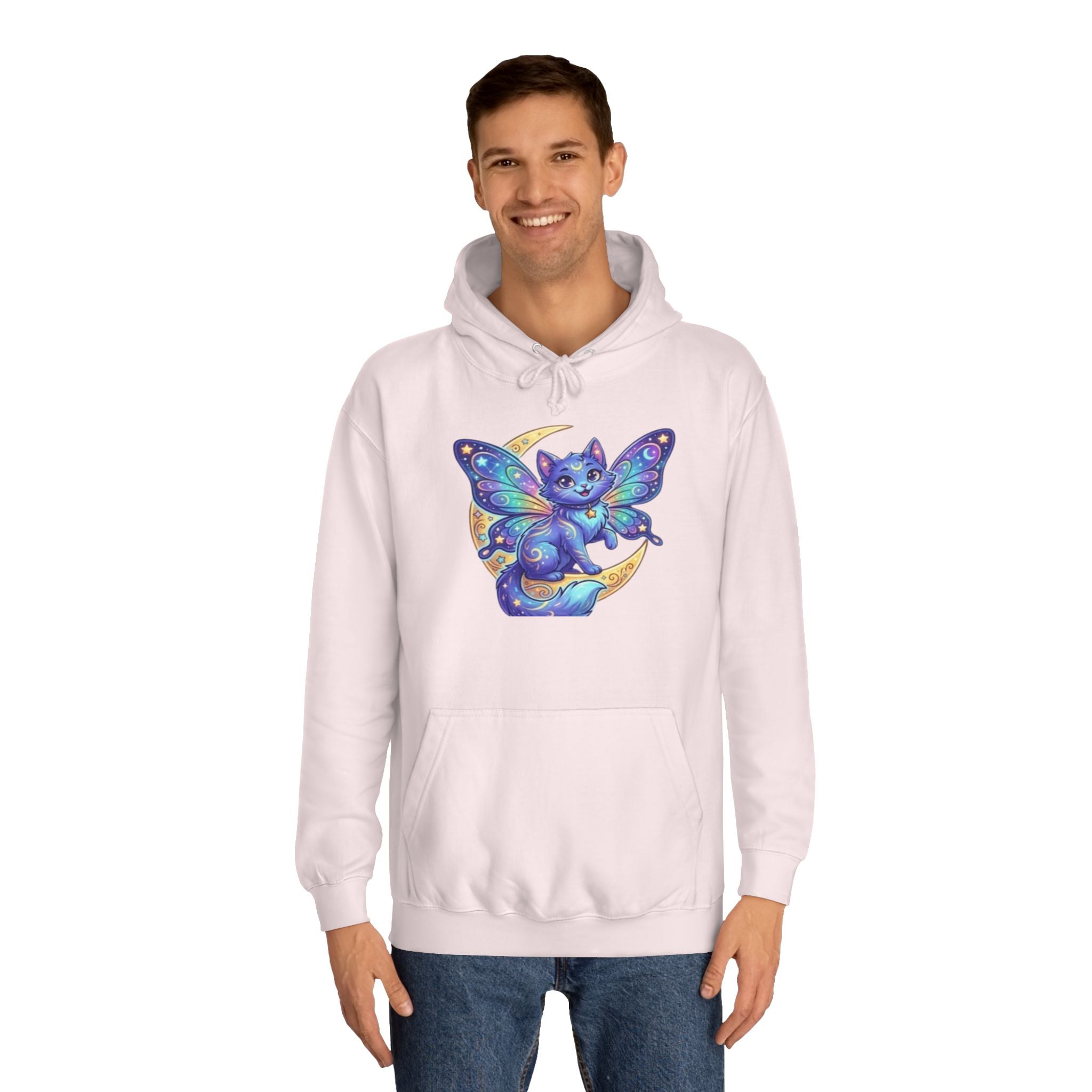 Butterfly Cat Hoodie — Cosmic Purple Kitty Graphic Pullover