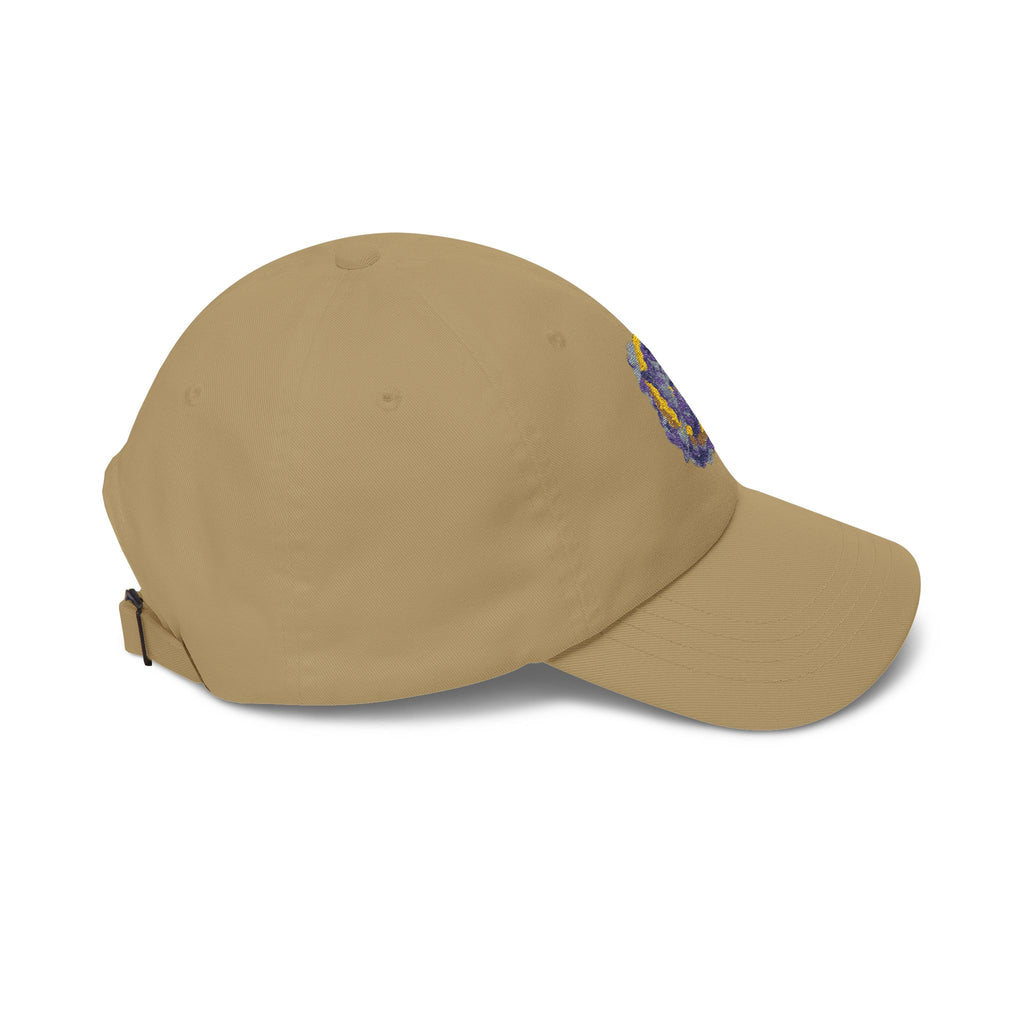 Dad Cap — Embroidered Purple & Gold Abstract Patch