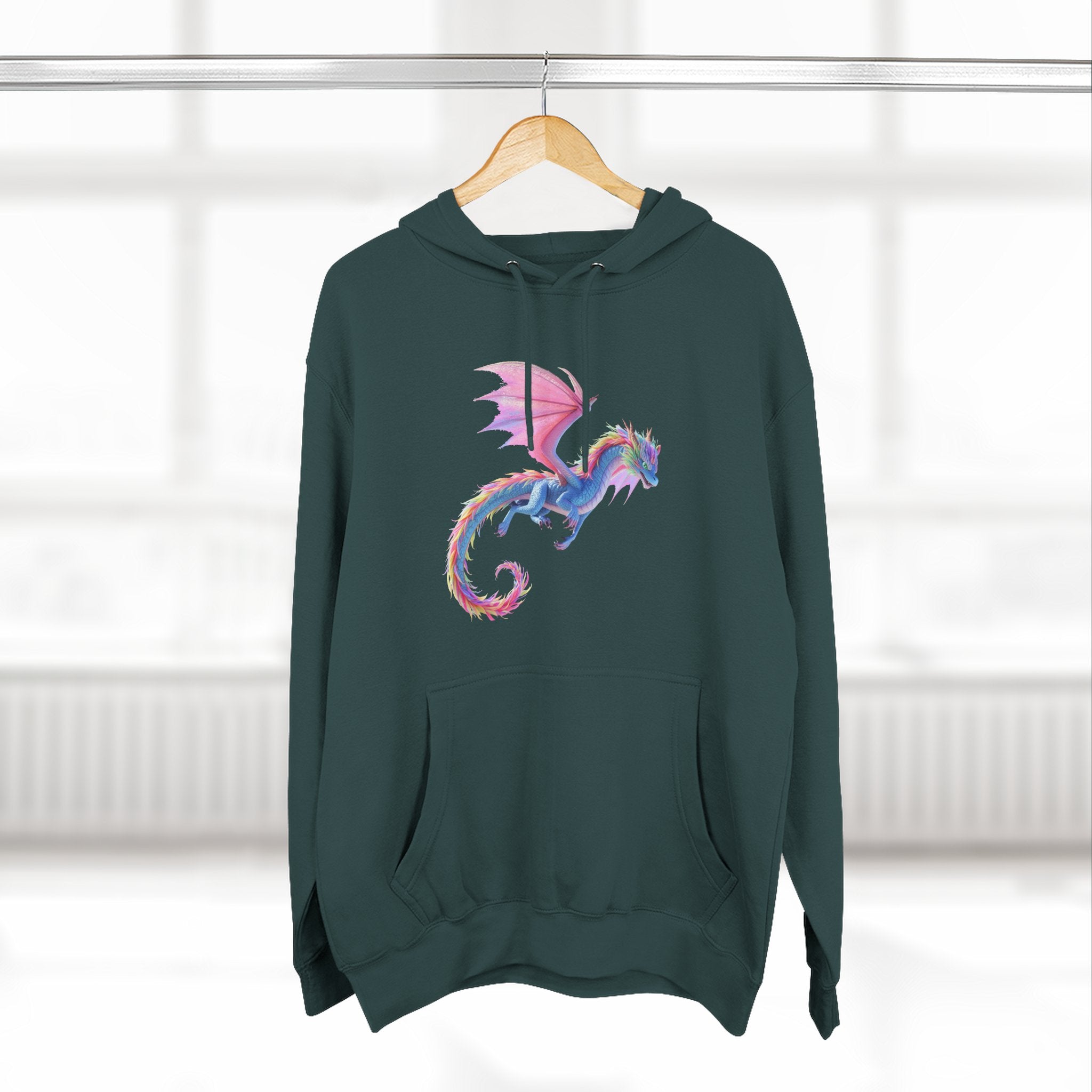 Dragon Watercolor Hoodie — Pastel Fantasy Flying Dragon Sweatshirt