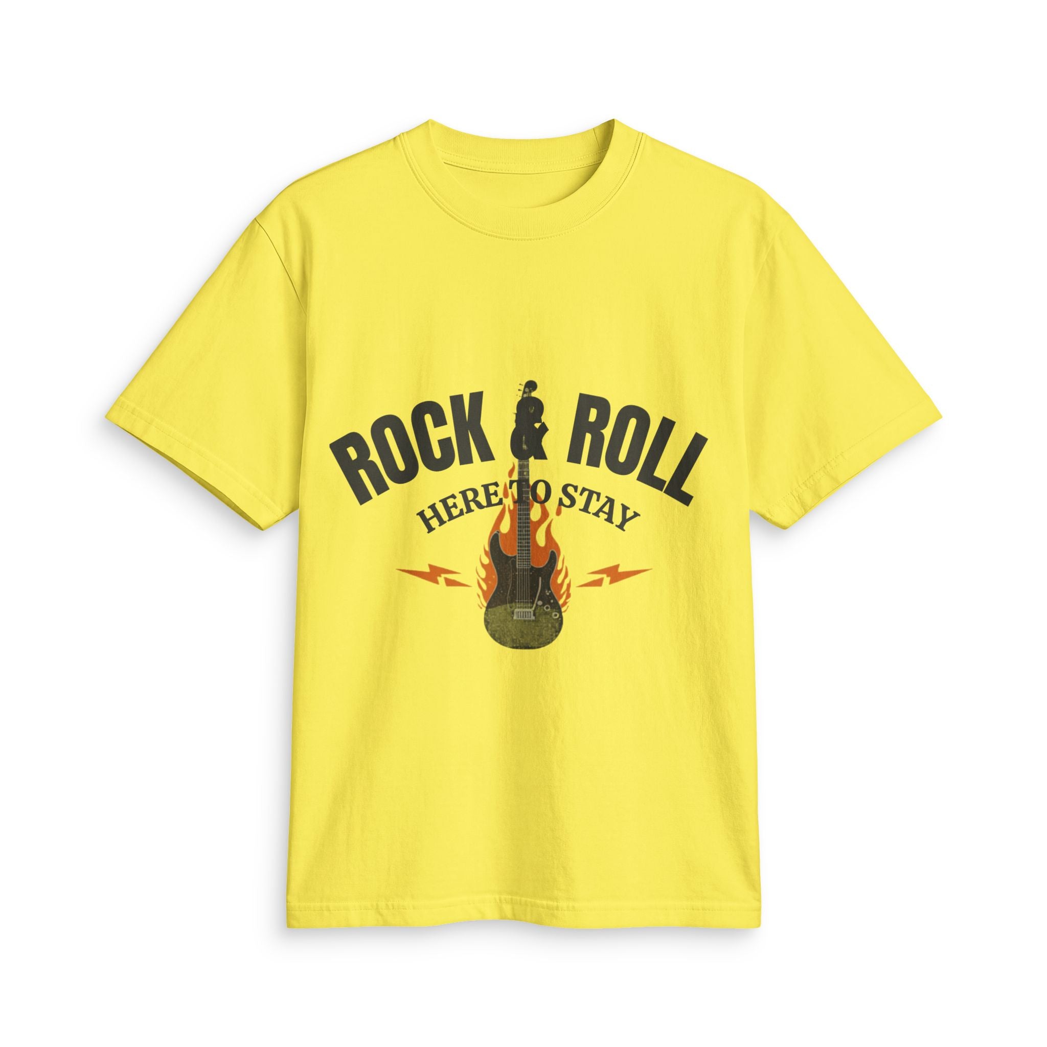 Rock & Roll Guitar Tee — "Rock & Roll Here to Stay" Graphic T-Shirt