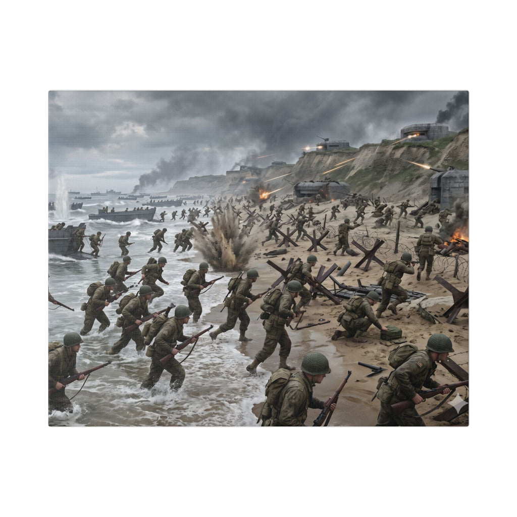 D-Day Invasion Canvas Print — WWII Normandy Beach Wall Art