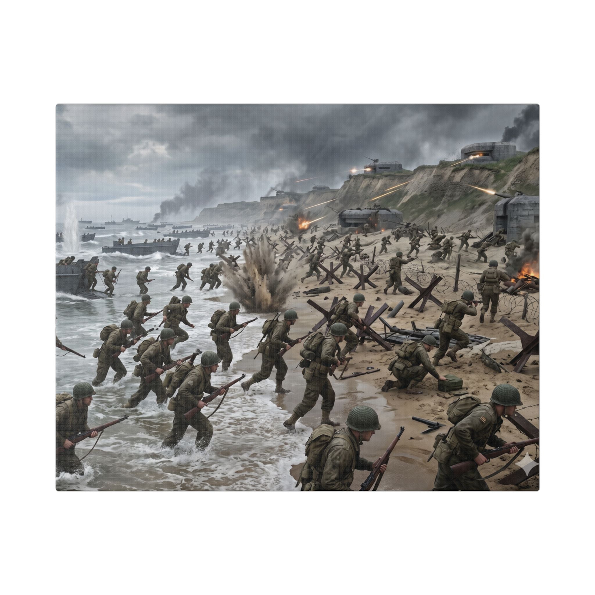 D-Day Invasion Canvas Print — WWII Normandy Beach Wall Art