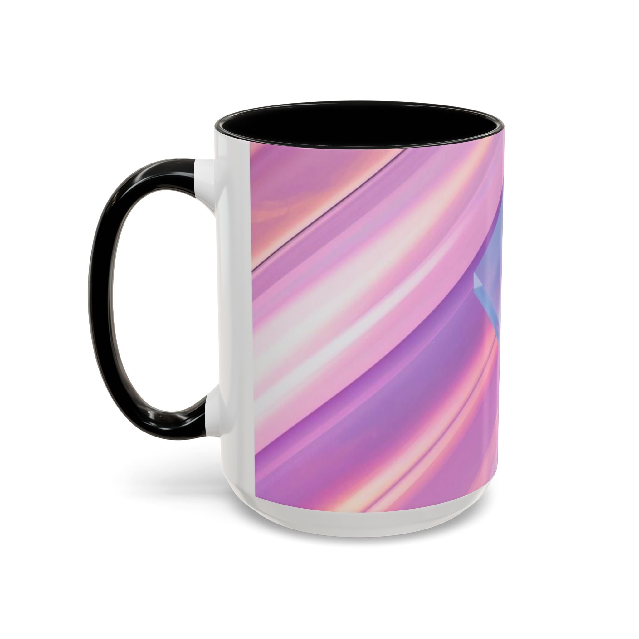 Pastel Swirl Accent Coffee Mug — Iridescent Pink & Blue 11/15oz