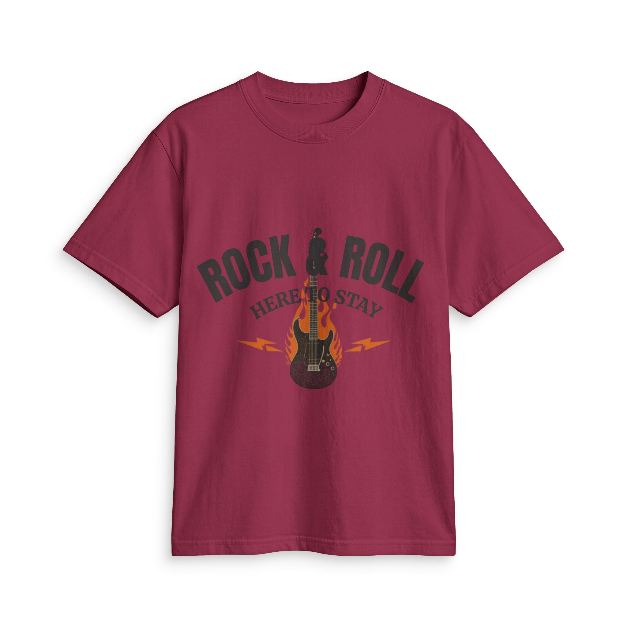 Rock & Roll Guitar Tee — "Rock & Roll Here to Stay" Graphic T-Shirt