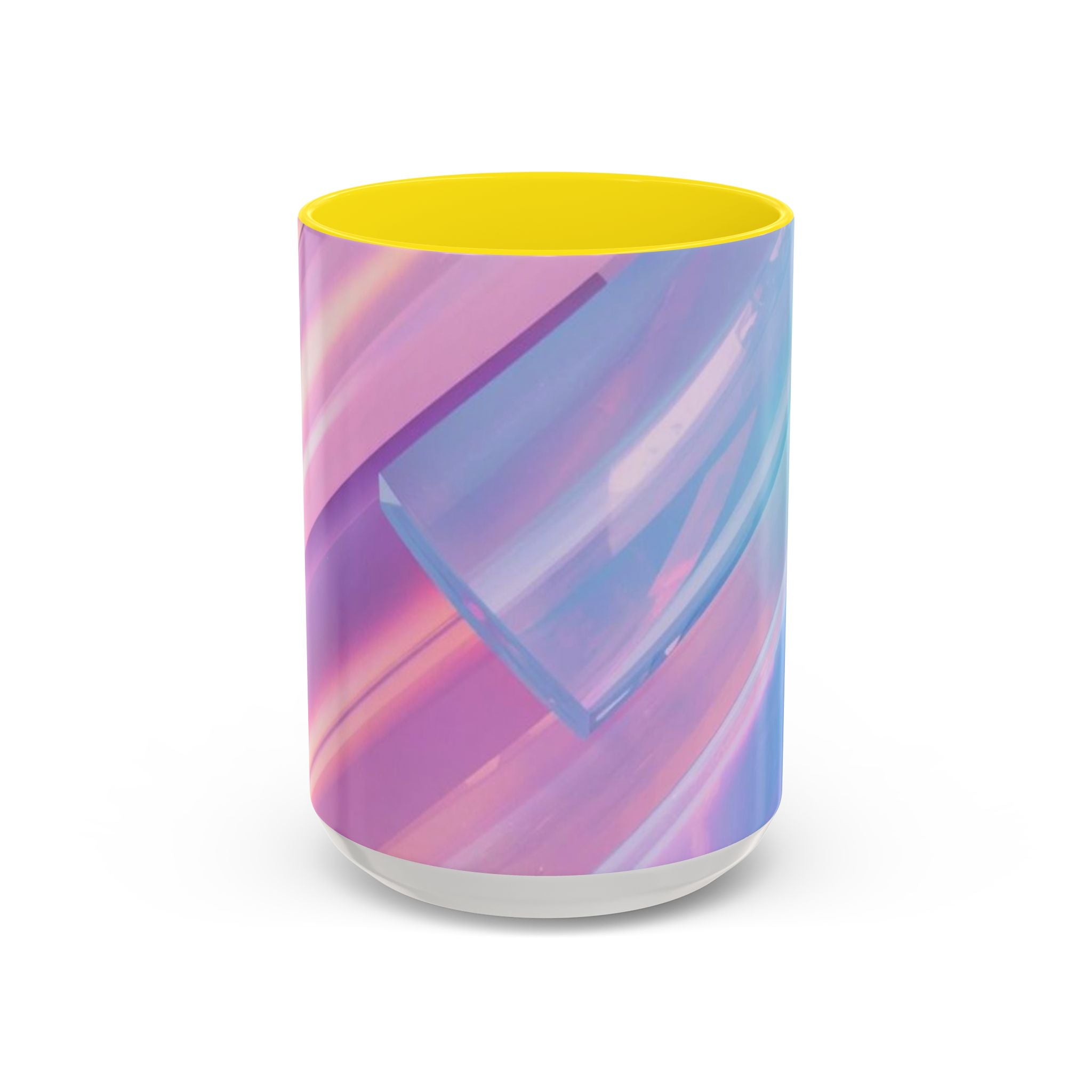 Pastel Swirl Accent Coffee Mug — Iridescent Pink & Blue 11/15oz