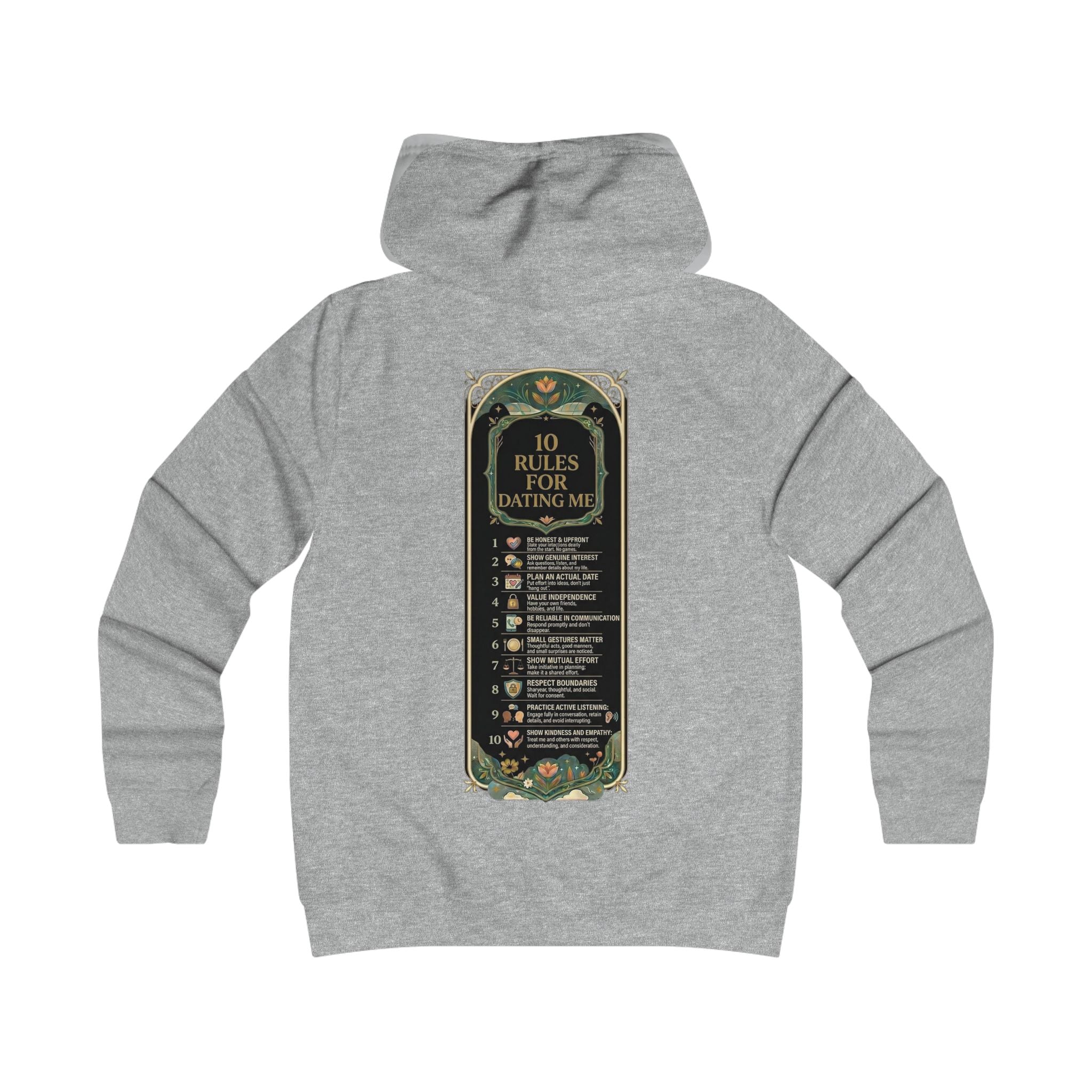 Hoodie — '10 Rules for Dating Me' Girlie College Graphic Hoodie