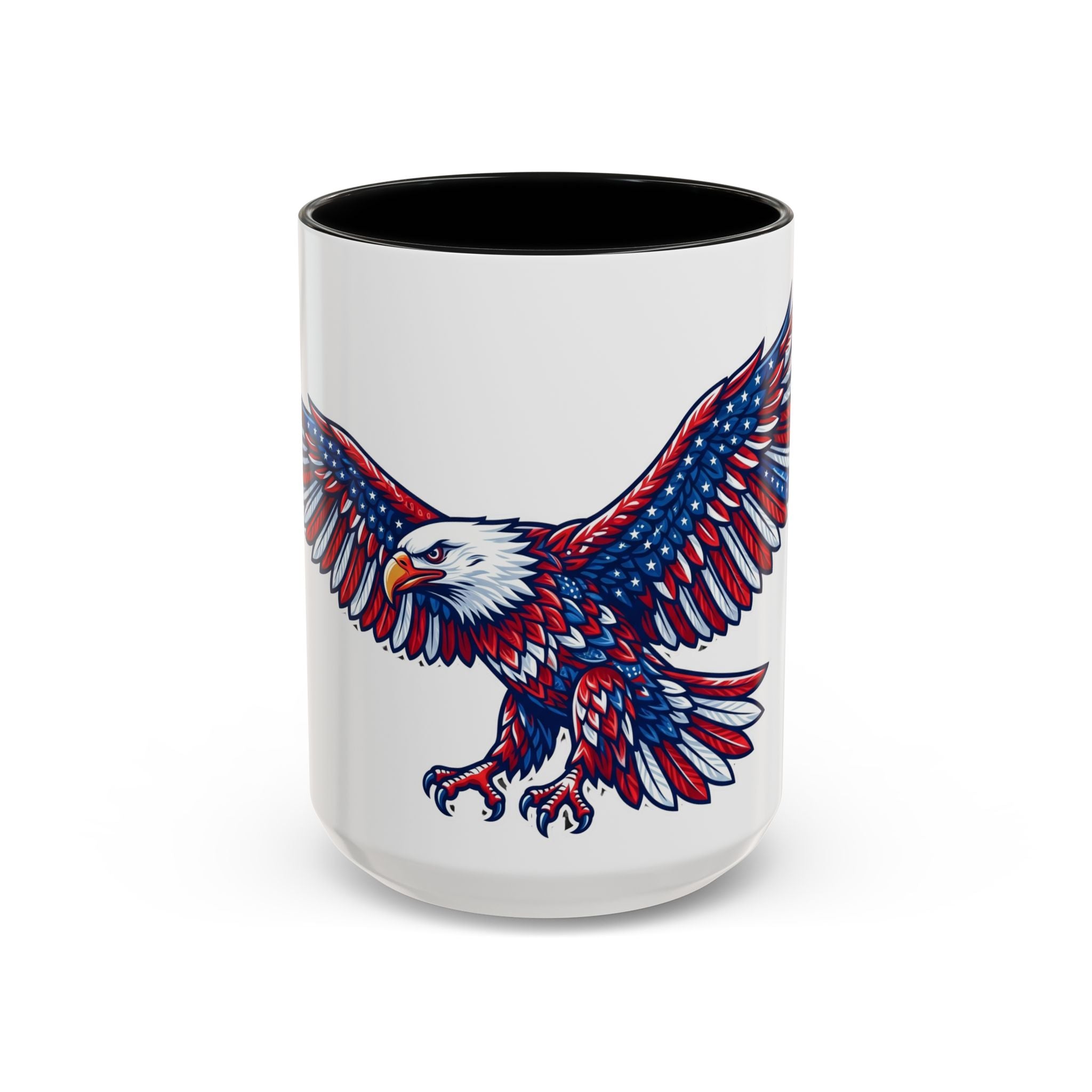 Patriotic Eagle Accent Coffee Mug — Red White & Blue Flying Eagle (11/15oz)
