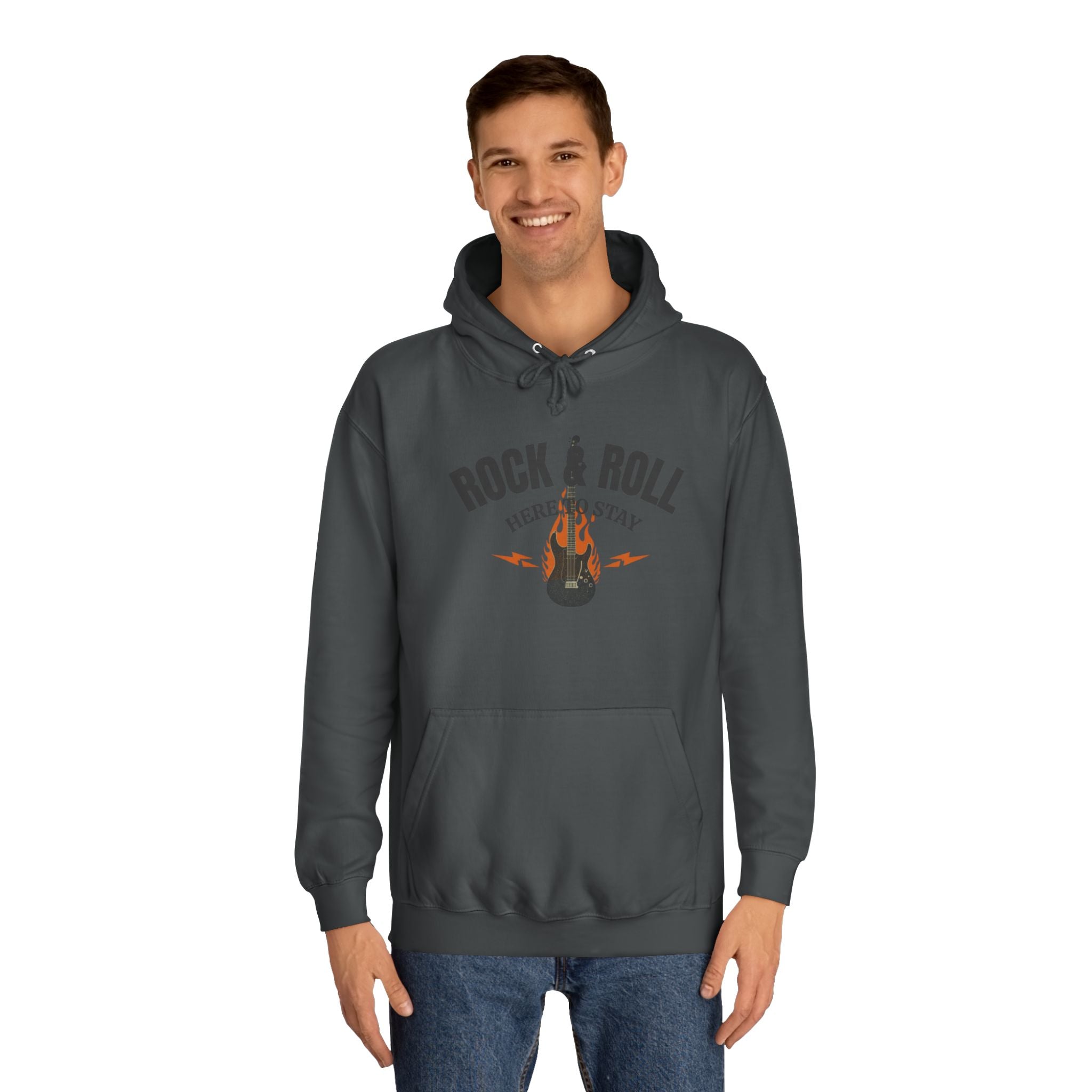 Rock & Roll Flame Guitar Hoodie — Vintage Music College Sweatshirt