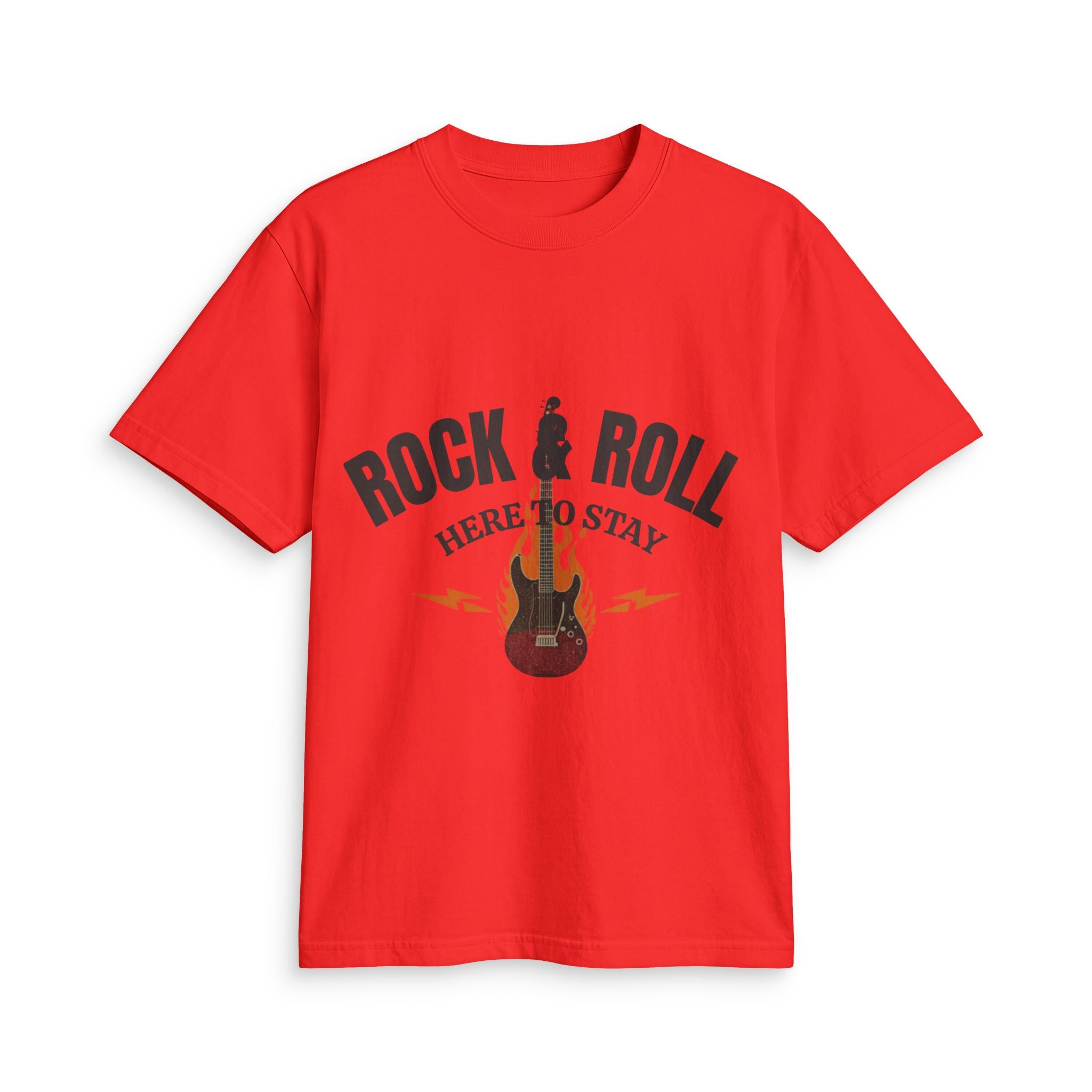 Rock & Roll Guitar Tee — "Rock & Roll Here to Stay" Graphic T-Shirt