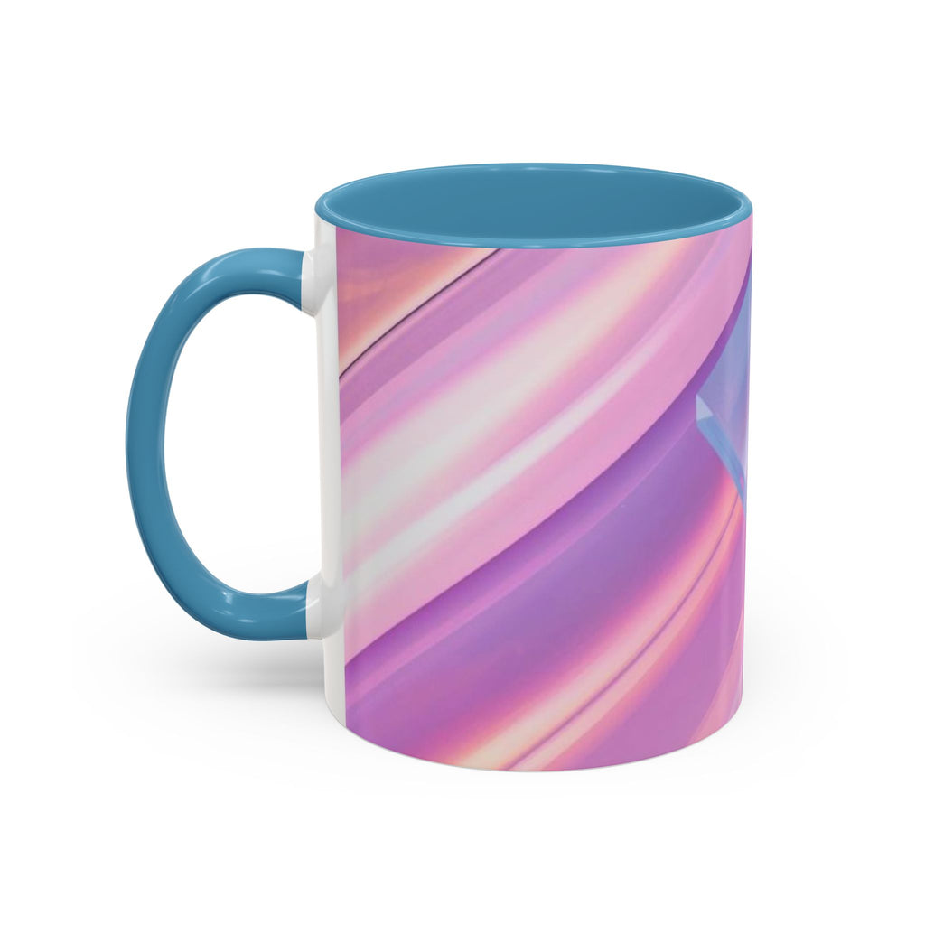 Pastel Swirl Accent Coffee Mug — Iridescent Pink & Blue 11/15oz